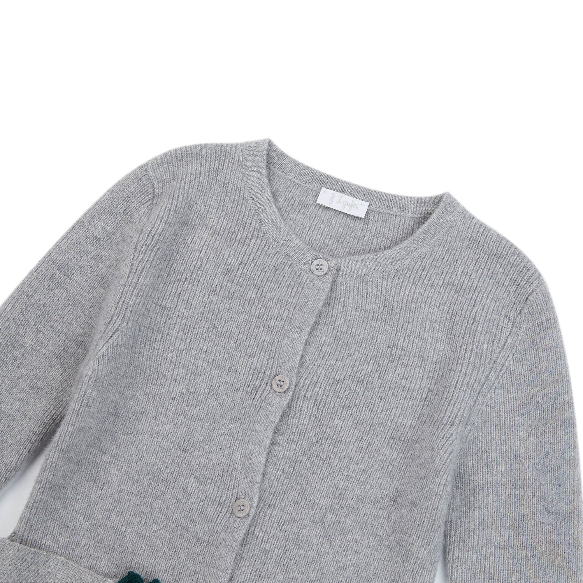 Girls Grey Belt Wool Cardigan