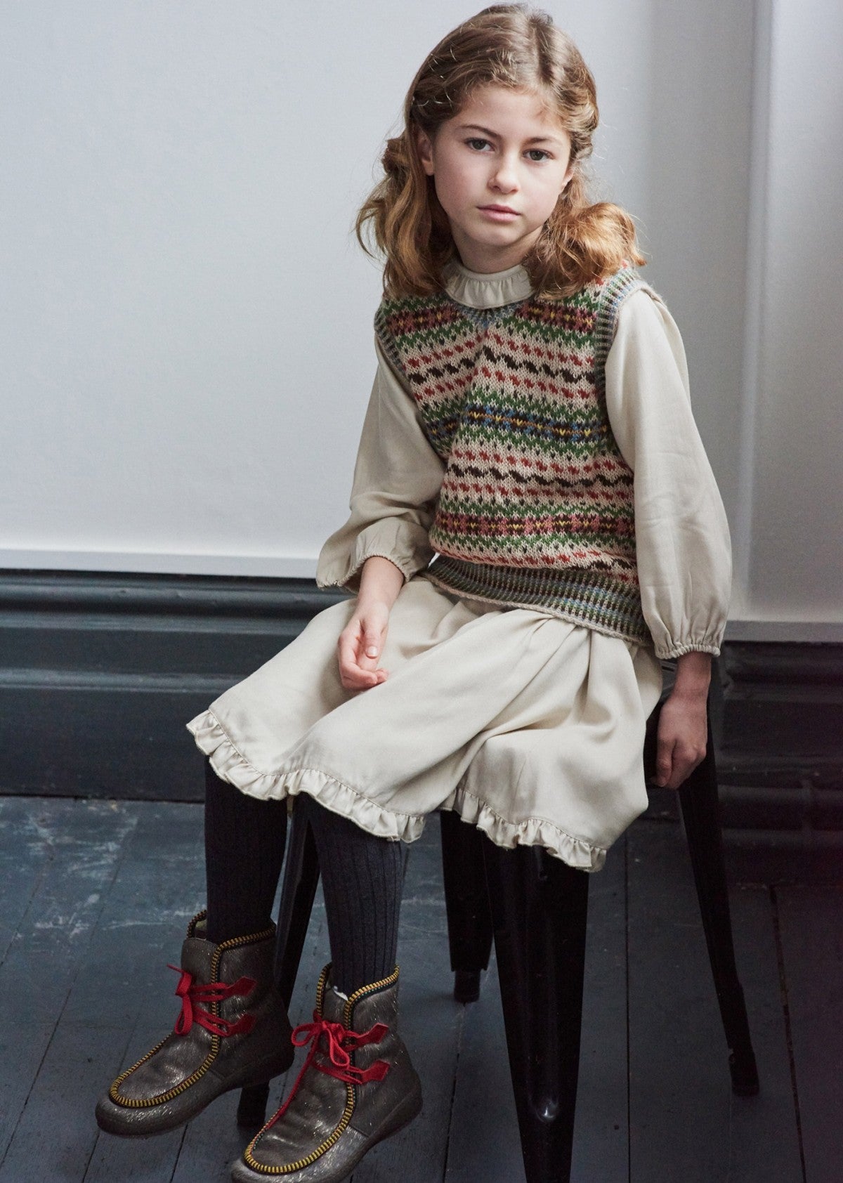 Boys & Girls Beige Alpaca Wool Vest