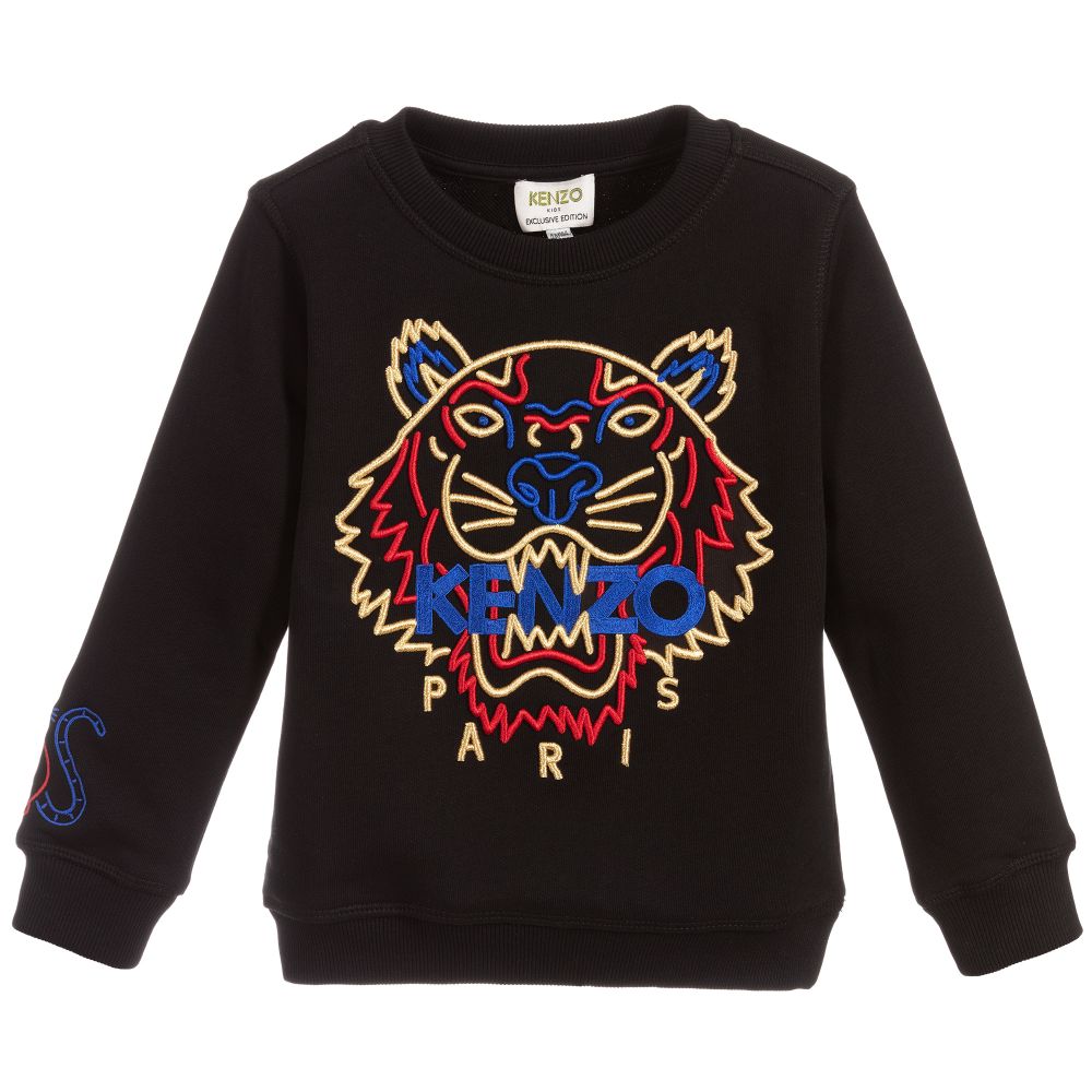 Boys Black Logo Cotton Sweatshirt