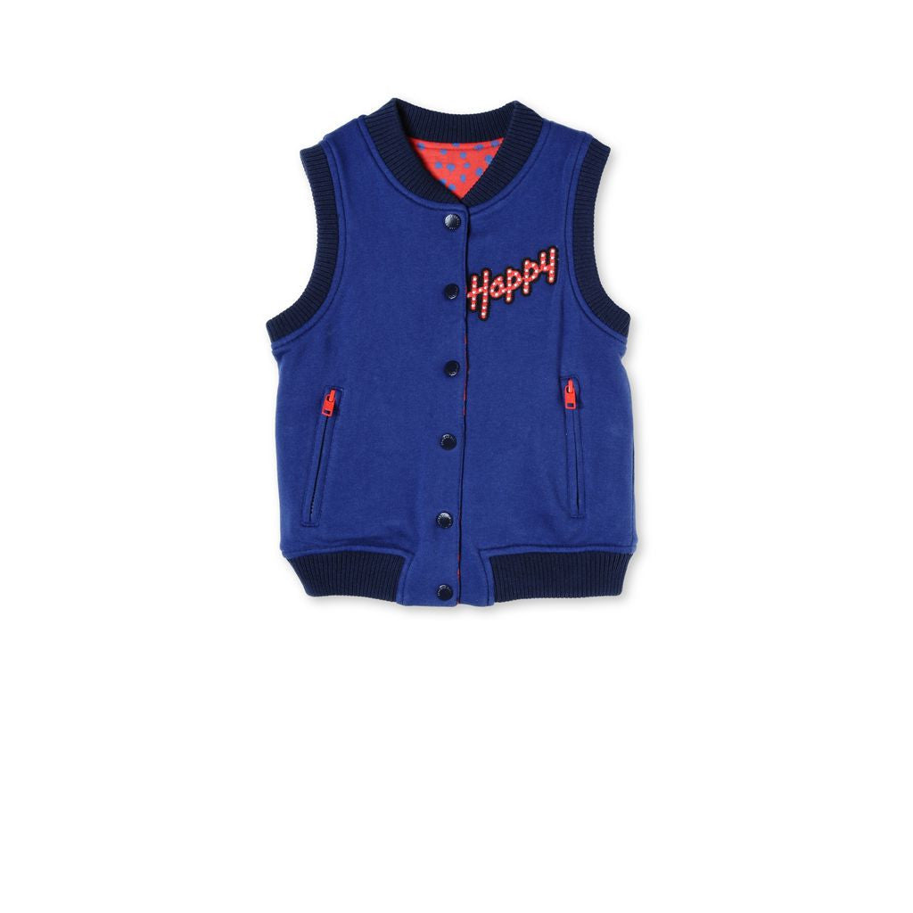 Boys Blue and Red Airplane Print Rhubarb Gilet