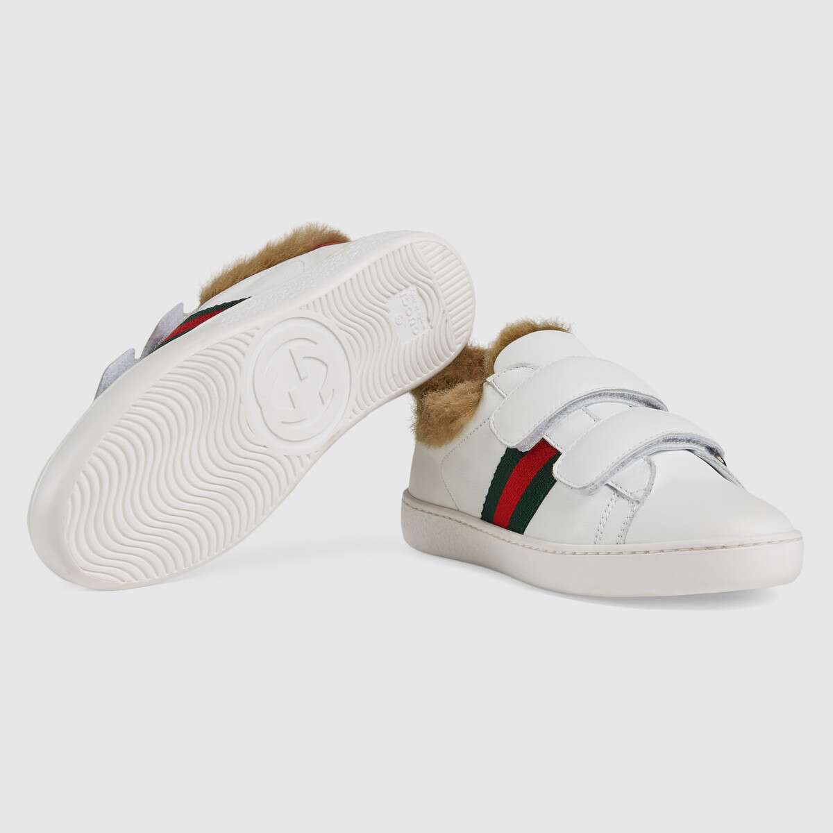 Boys & Girls White Leather Velcro Shoes