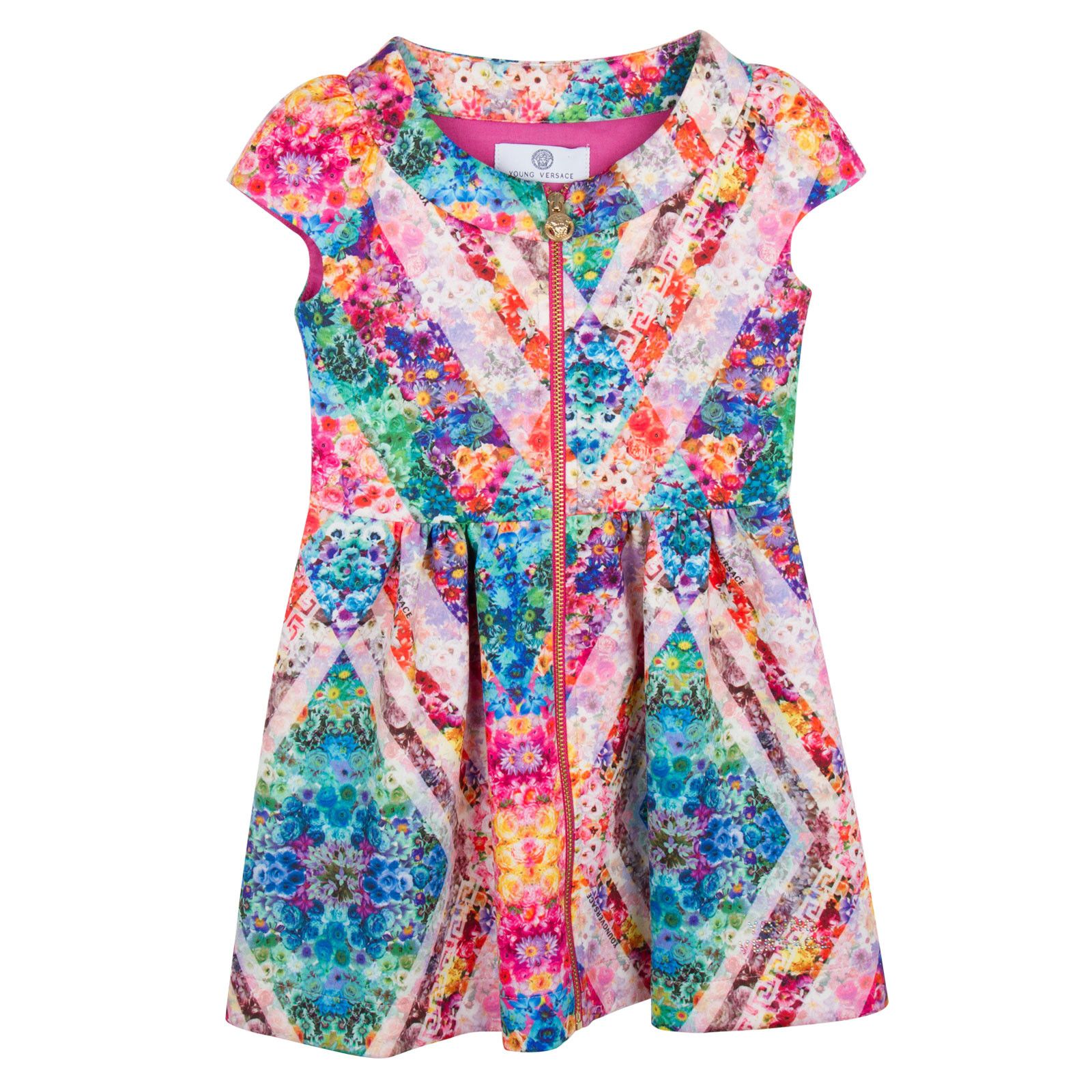 Girls Multicolor Floral Kaleidoscope Dress With Zip-up - CÉMAROSE | Children's Fashion Store - 1