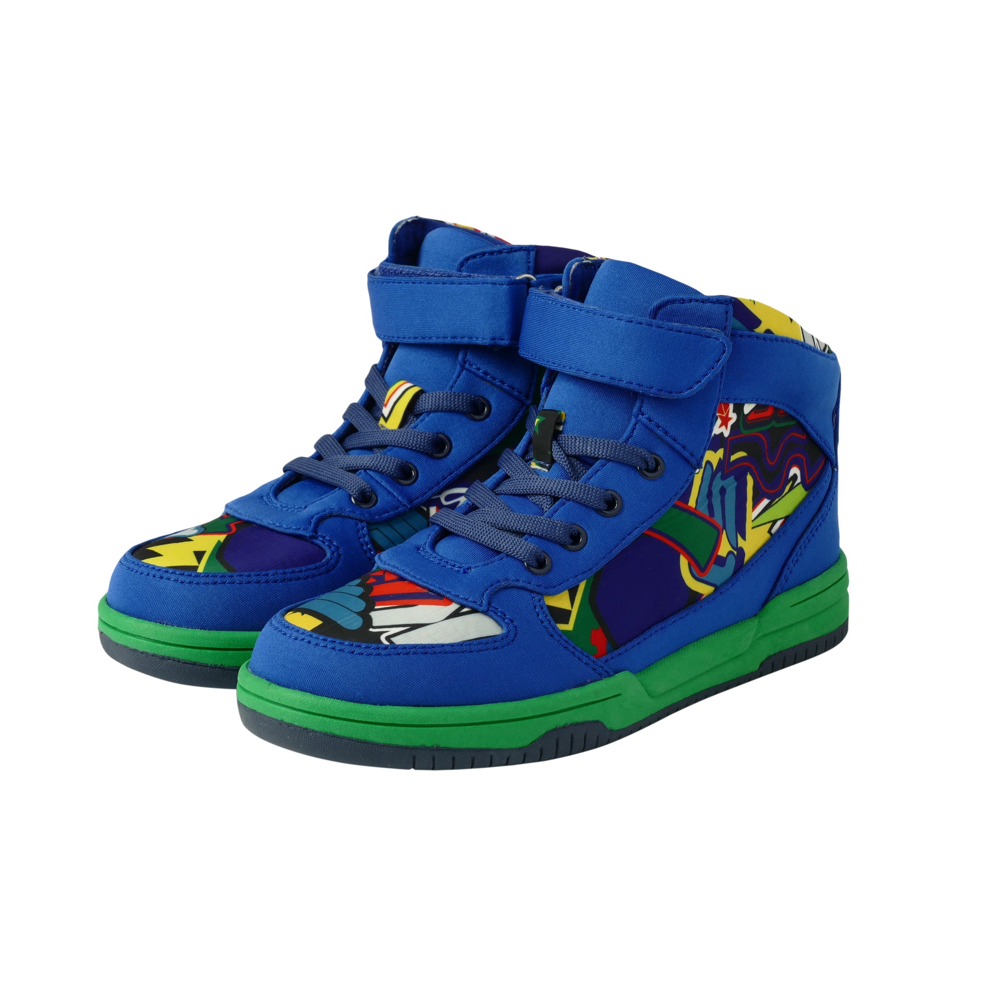 Boys Blue Sticker Printed Hiigh Top 'Darby' Shoe - CÉMAROSE | Children's Fashion Store