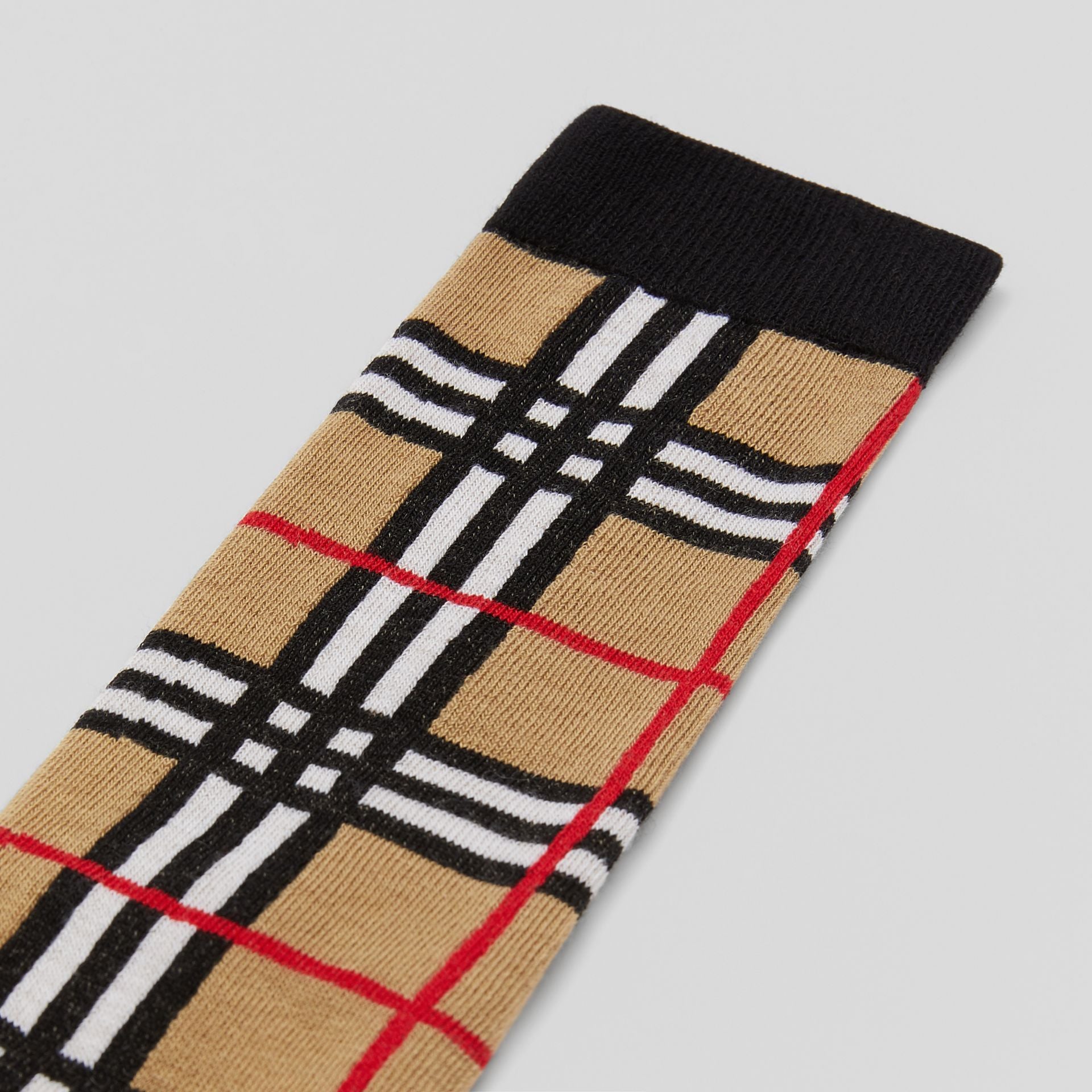 Boys & Girls Archive Beige Check Cotton Socks