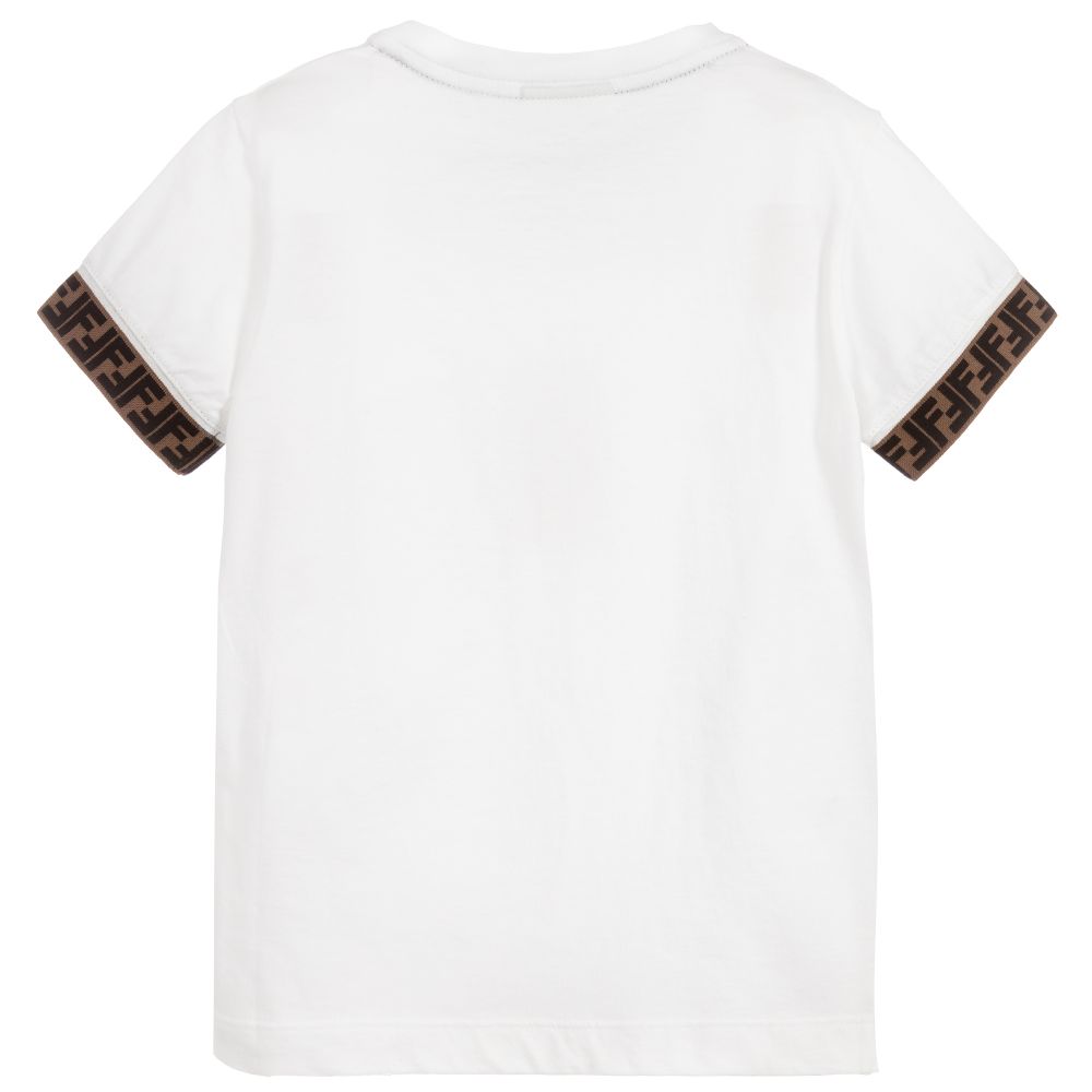 Boys White FF Logo Cotton T-shirt