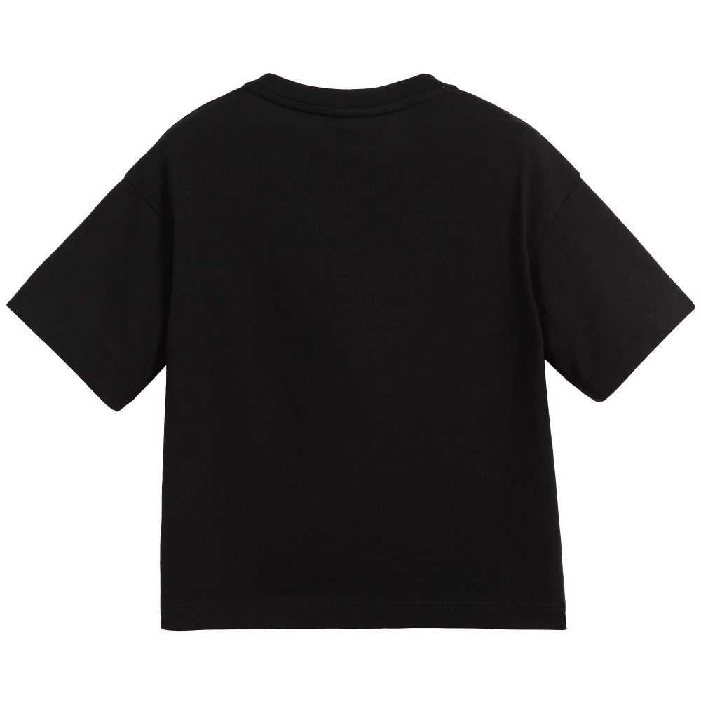 Boys Black FF Logo Cotton T-shirt