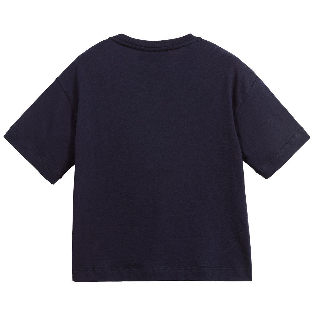 Boys Navy FF Logo Cotton T-shirt