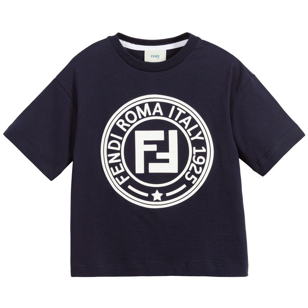 Boys Navy FF Logo Cotton T-shirt