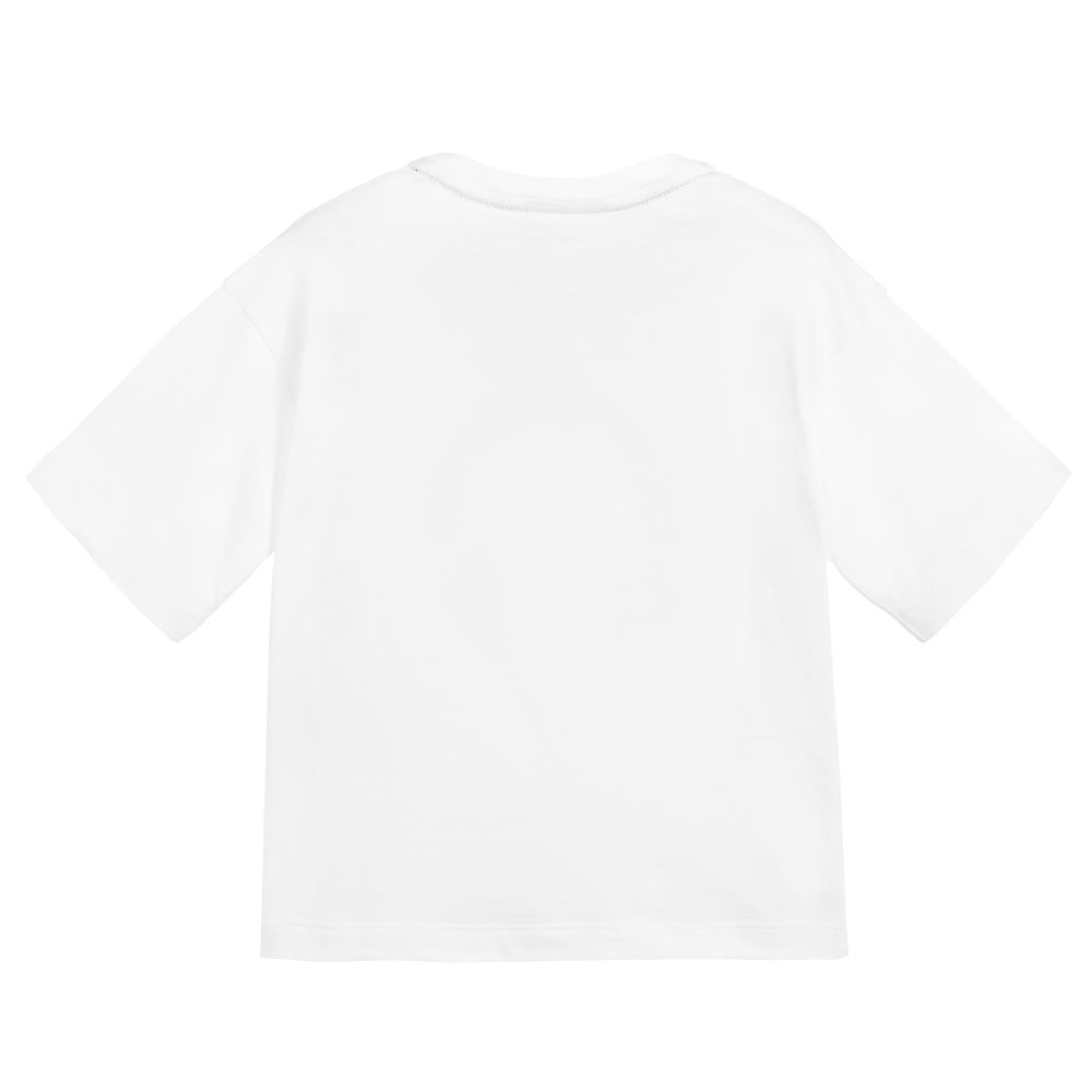 Boys & Girls White Cotton T-shirt