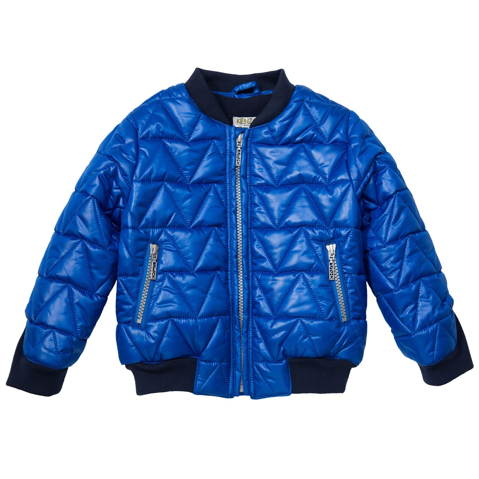 Boys Blue Quilted Jacket With Zipped Pockets - CÉMAROSE | Children's Fashion Store - 1