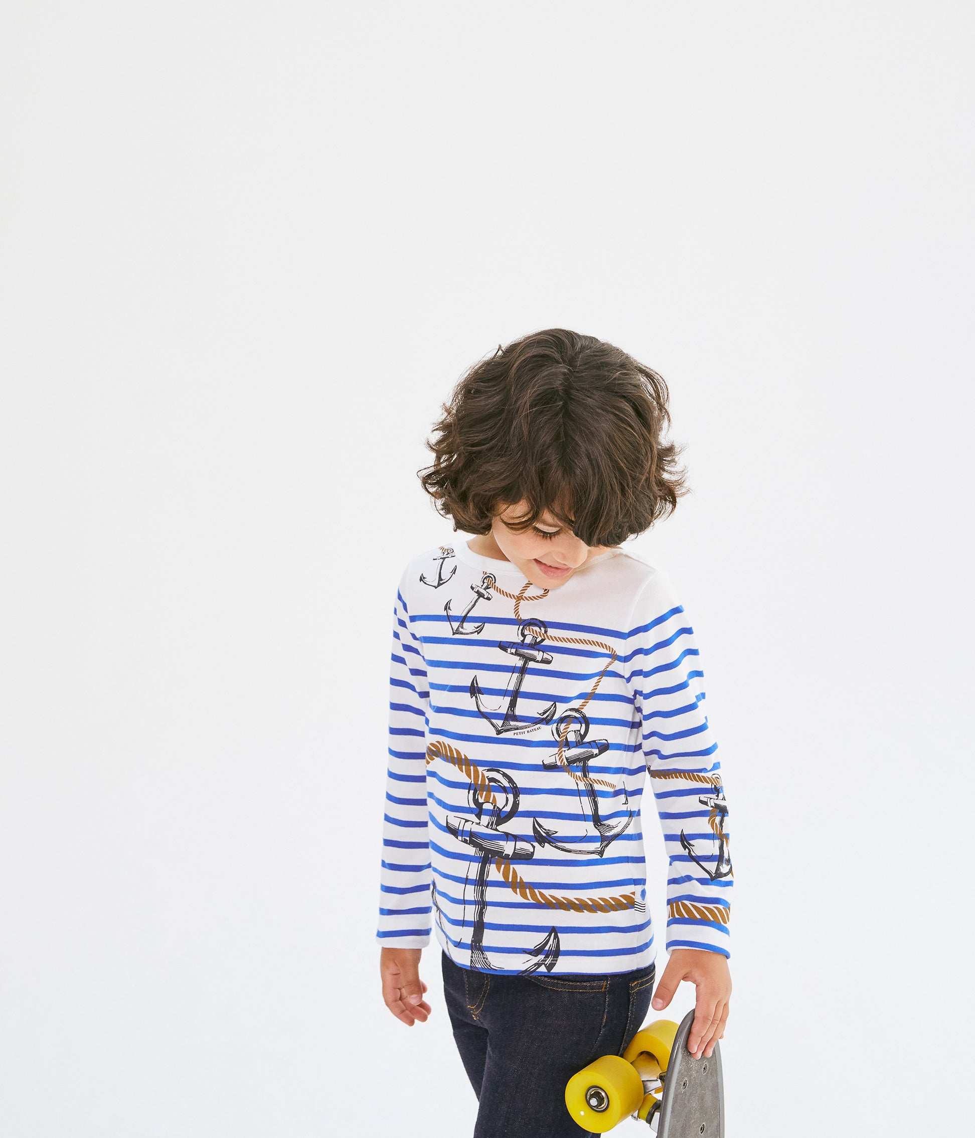 Boys White & Blue Stripes T-shirt