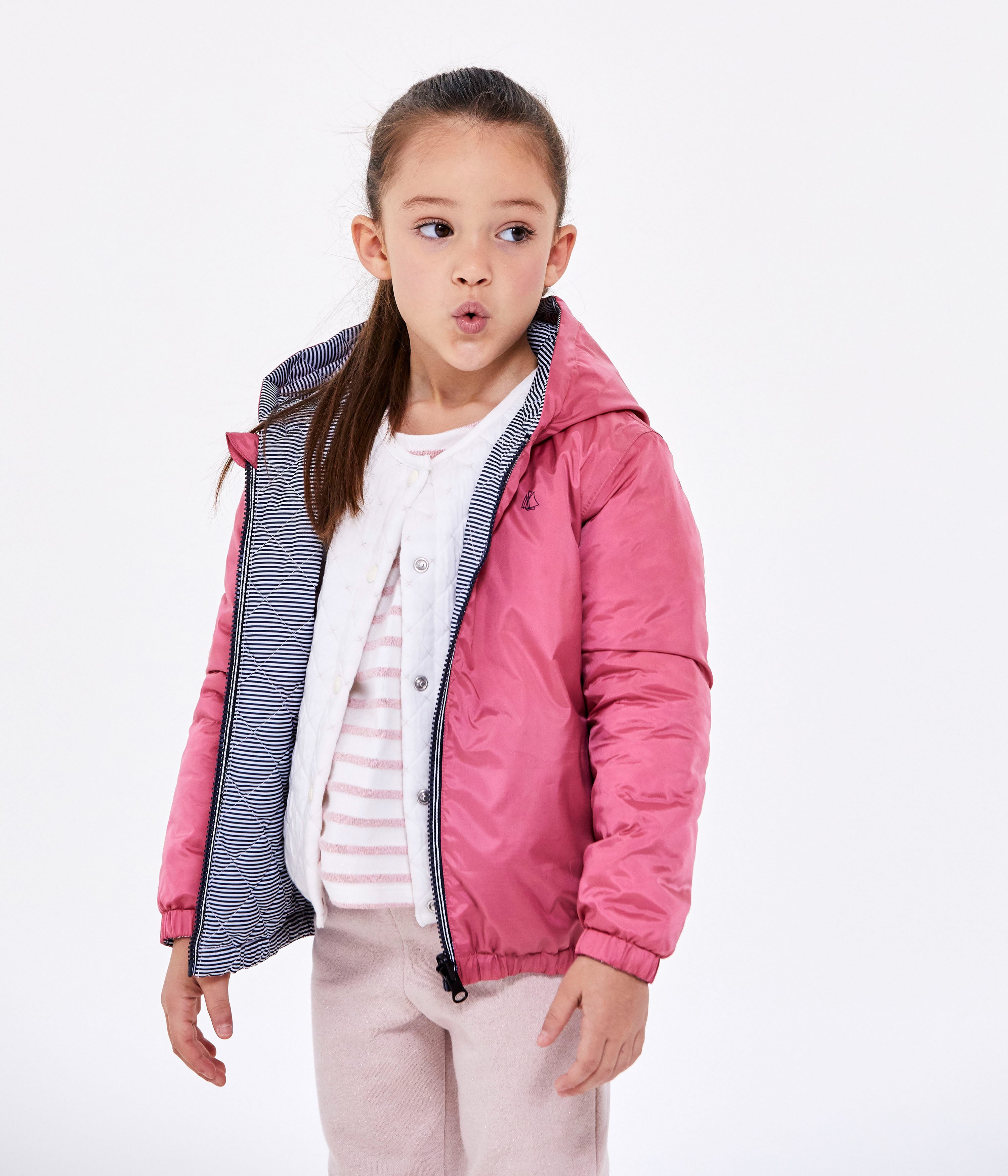 Boys Pink & Grey Reversibie Coat