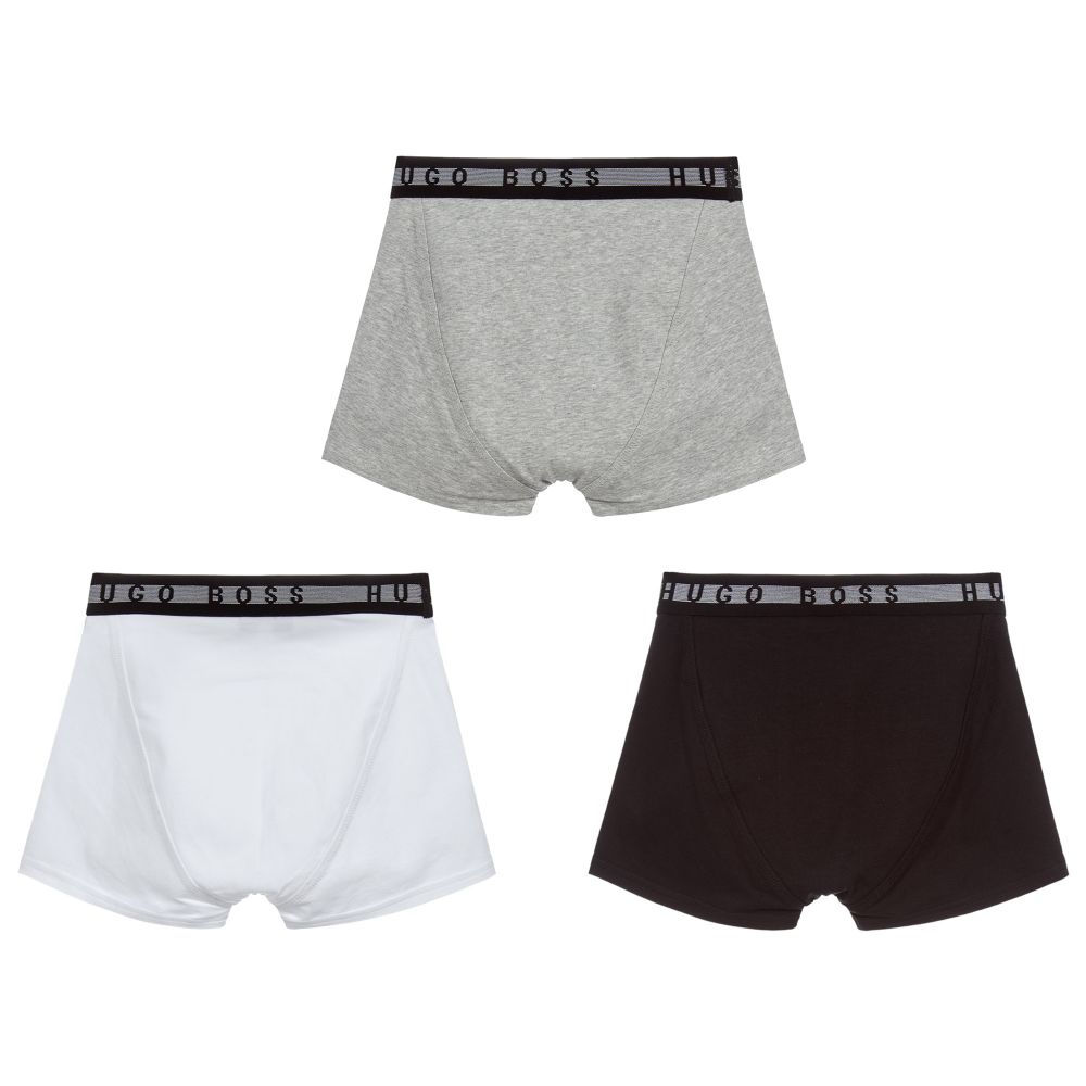 Boys Grey Cotton Underwear Set (3 Pack)