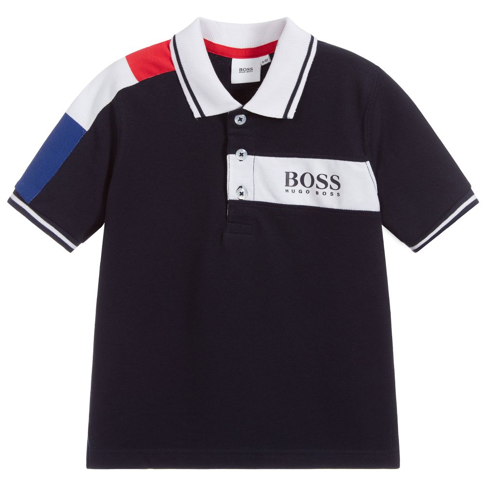 Boys Navy Cotton Polo Shirt