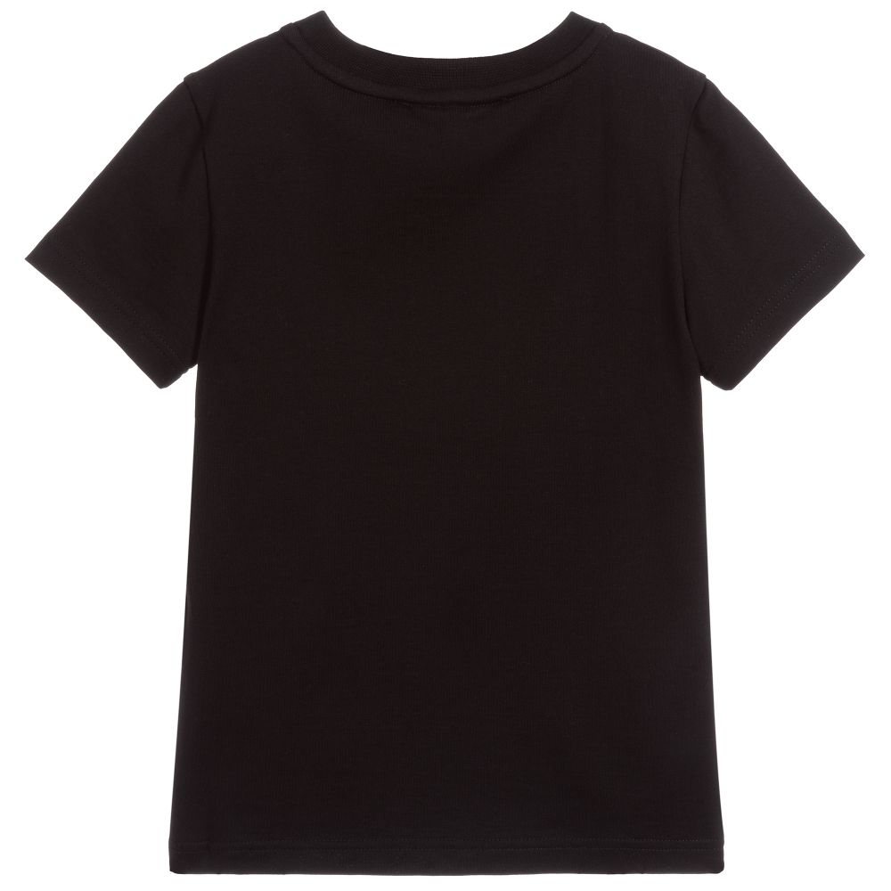 Boys Black Logo Cotton T-shirt