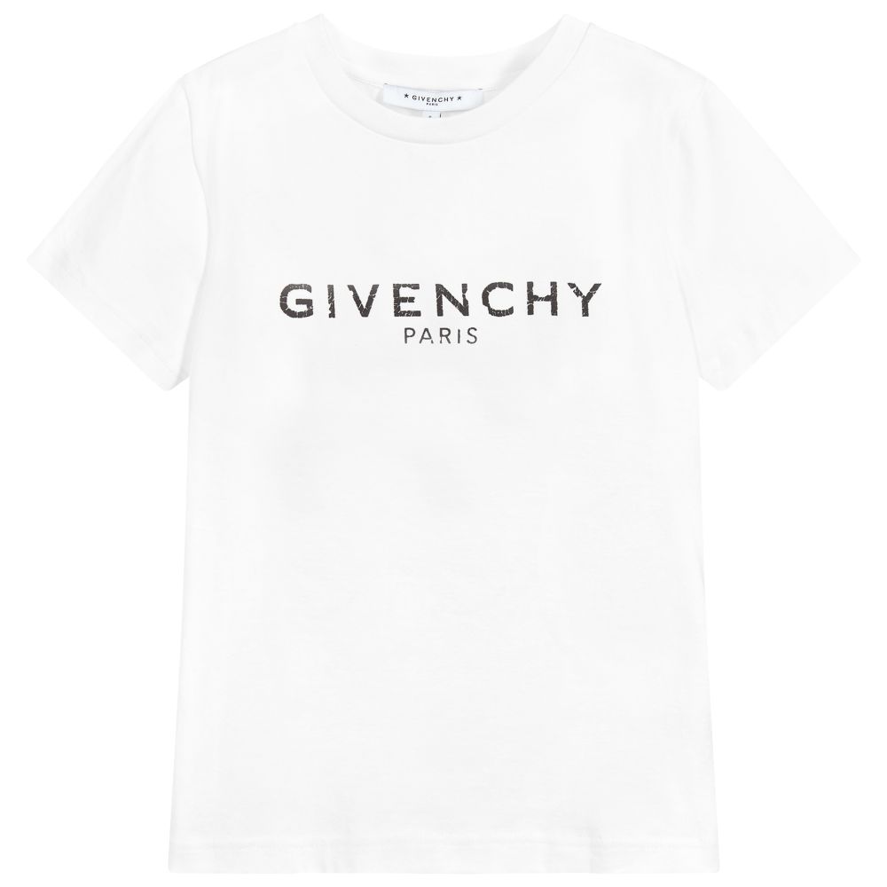 Boys White Logo Cotton T-shirt