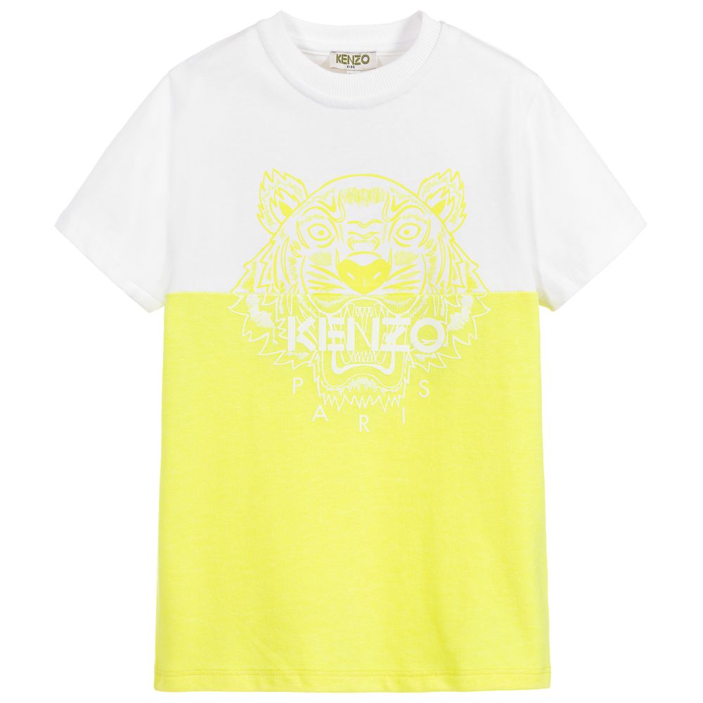 Boys Yellow Tiger Cotton T-shirt