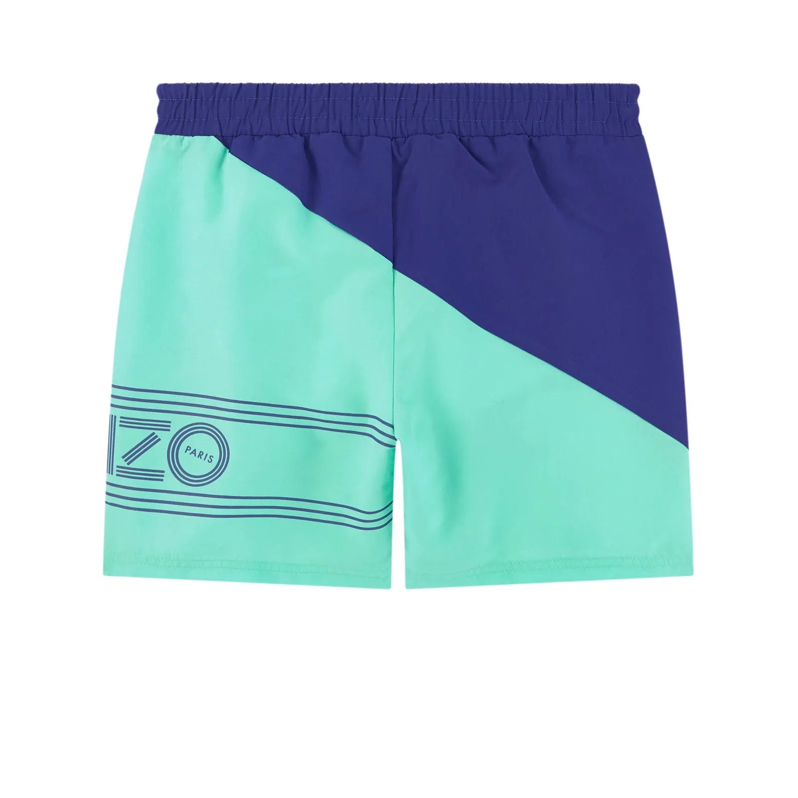 Boys Green & Blue Logo Swim Shorts