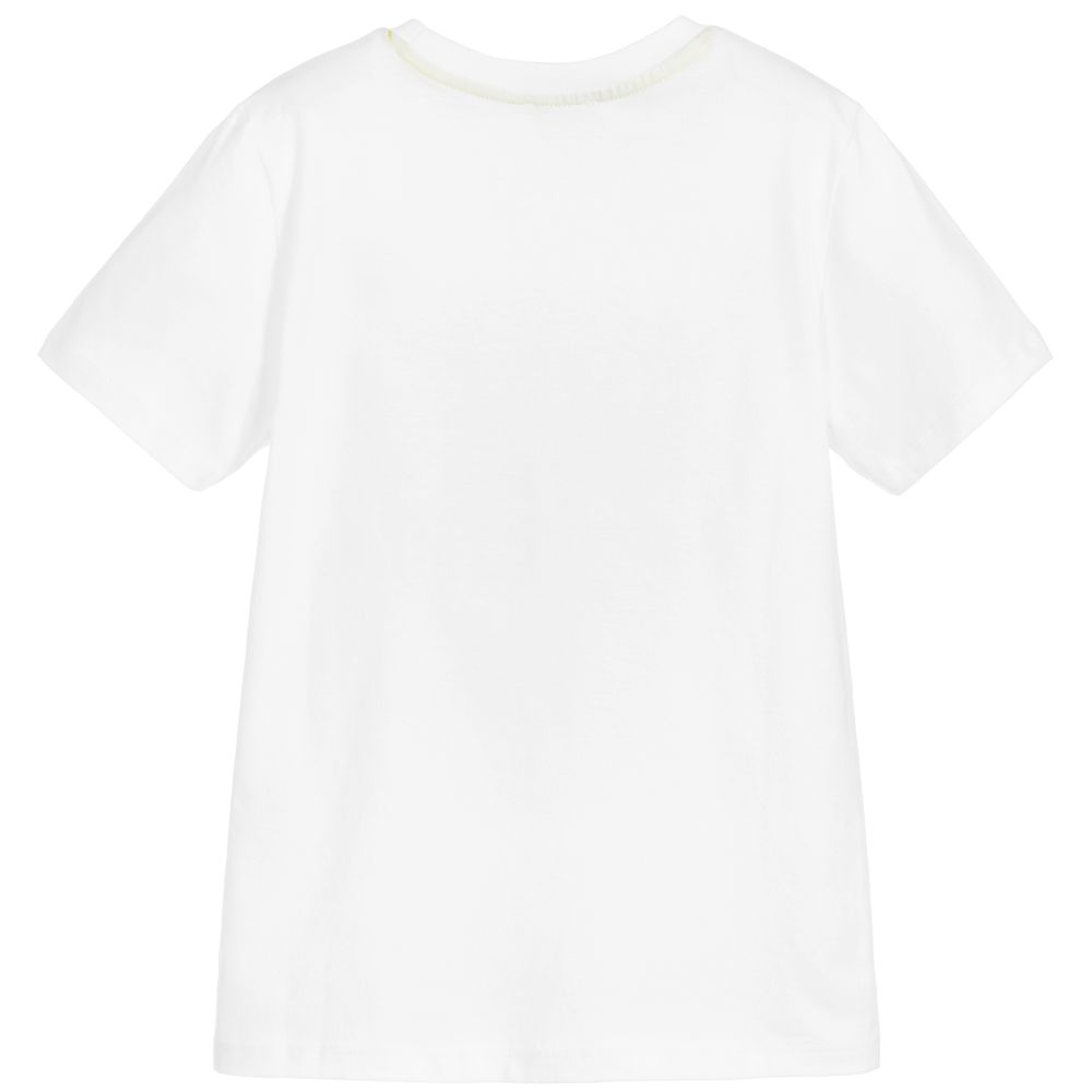 Boys White Shark Cotton T-Shirt