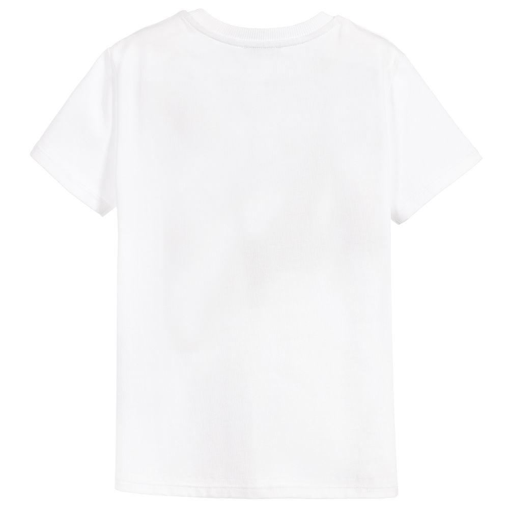 Boys White Logo Cotton T-shirt