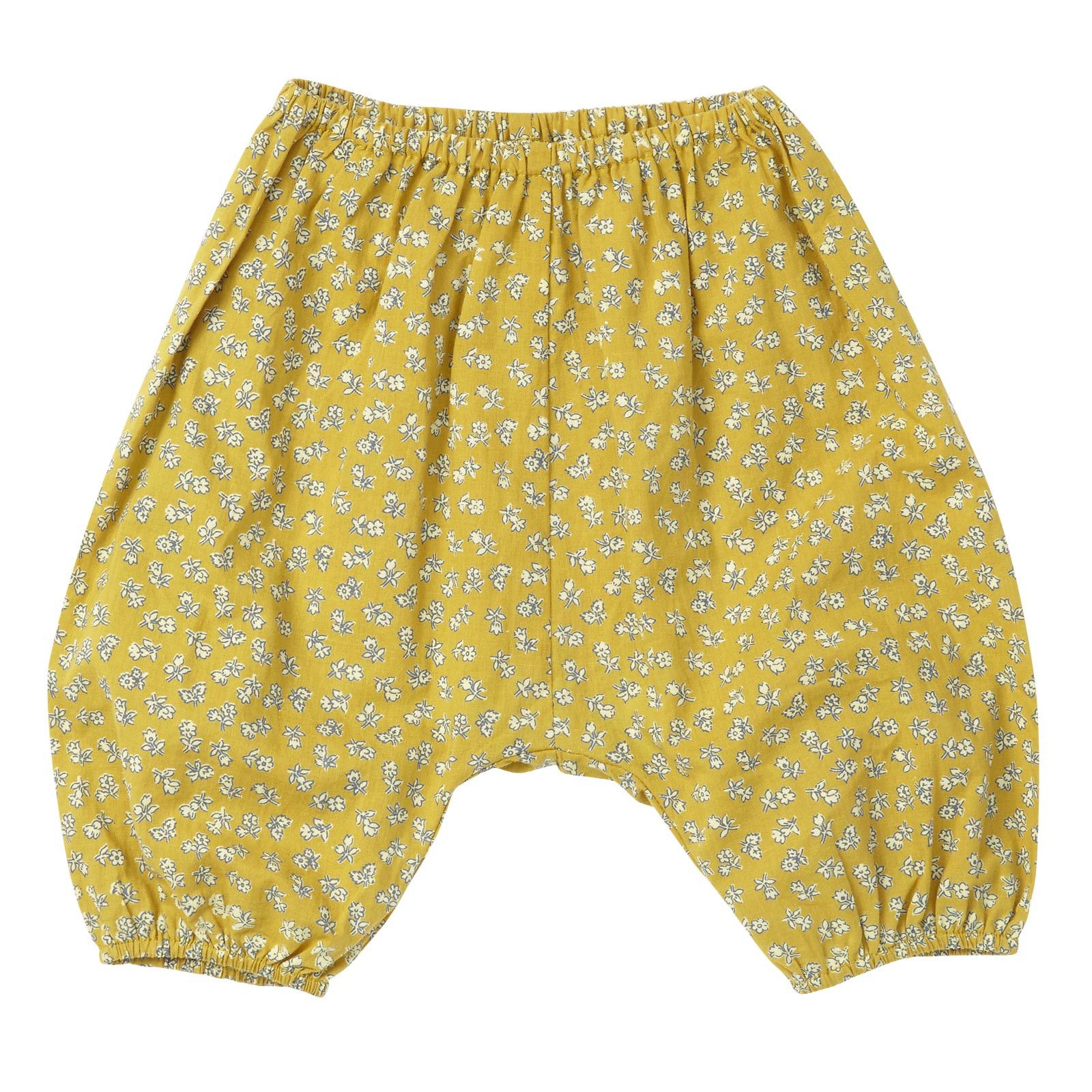 Baby Olive Green Small Flower Printed Cotton Woven Trousers - CÉMAROSE | Children's Fashion Store