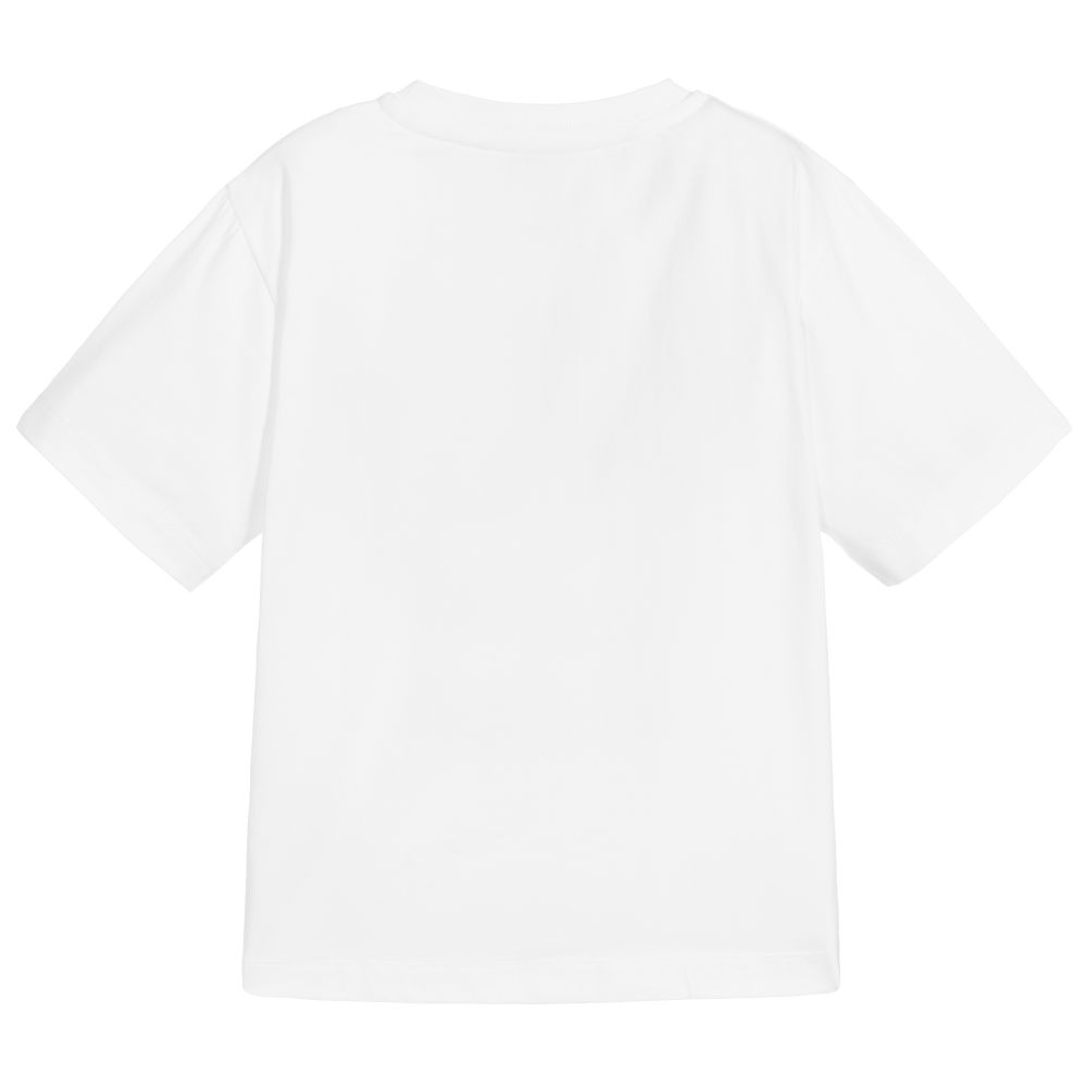 Boys & Girls White Logo Cotton Maxi T-shirt