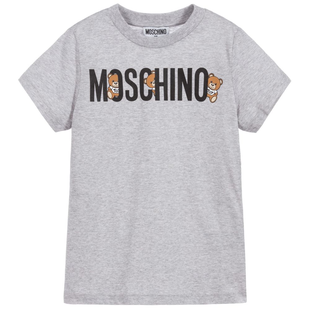 Boys & Girls Grey Logo Cotton T-shirt