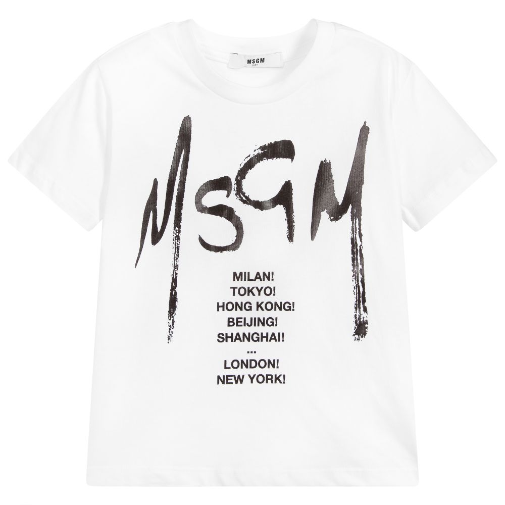 Boys & Girls White Cotton T-shirt