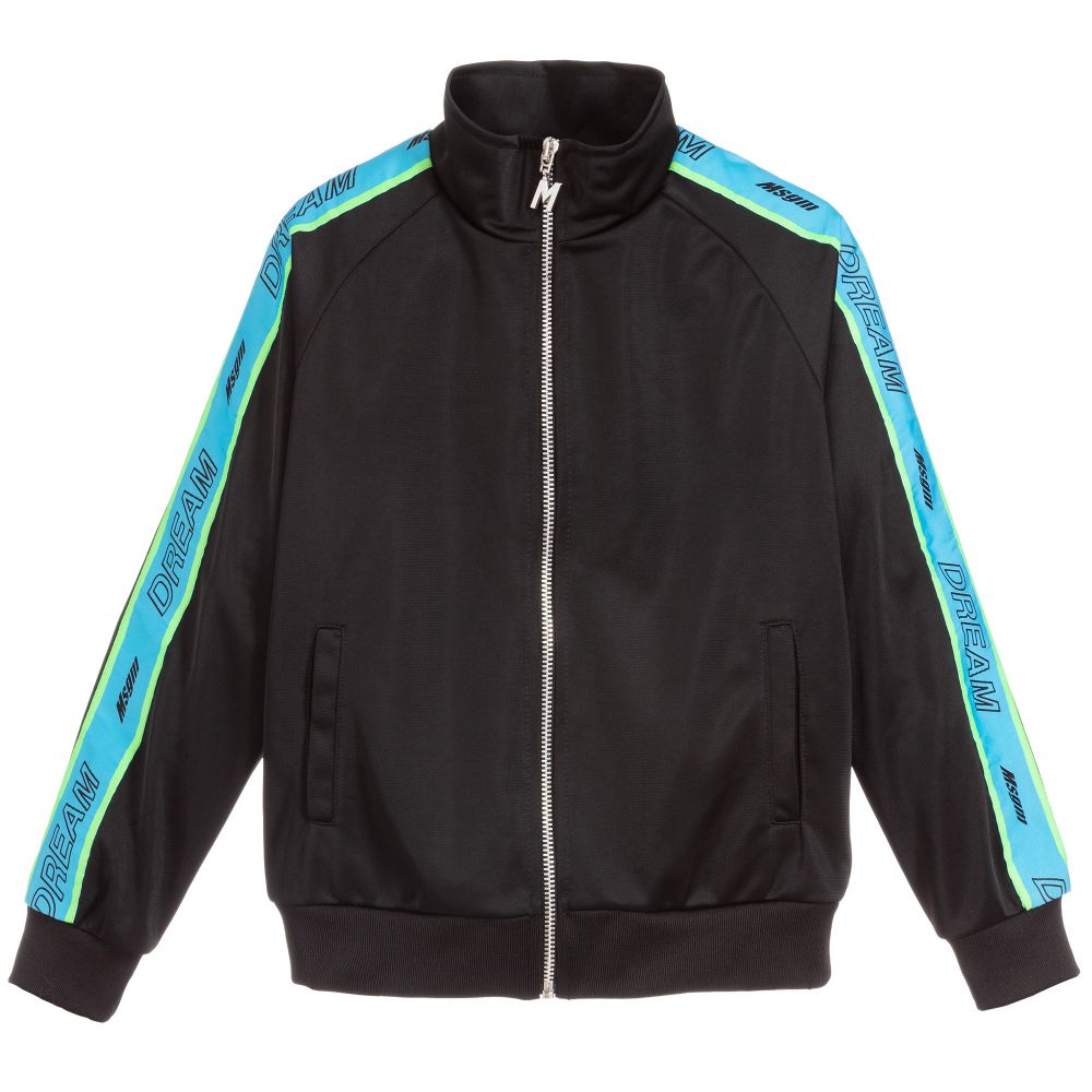 Boys Black Logo Zip-Up Jacket