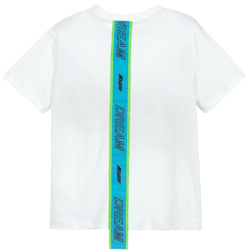 Boys White Logo Cotton T-shirt