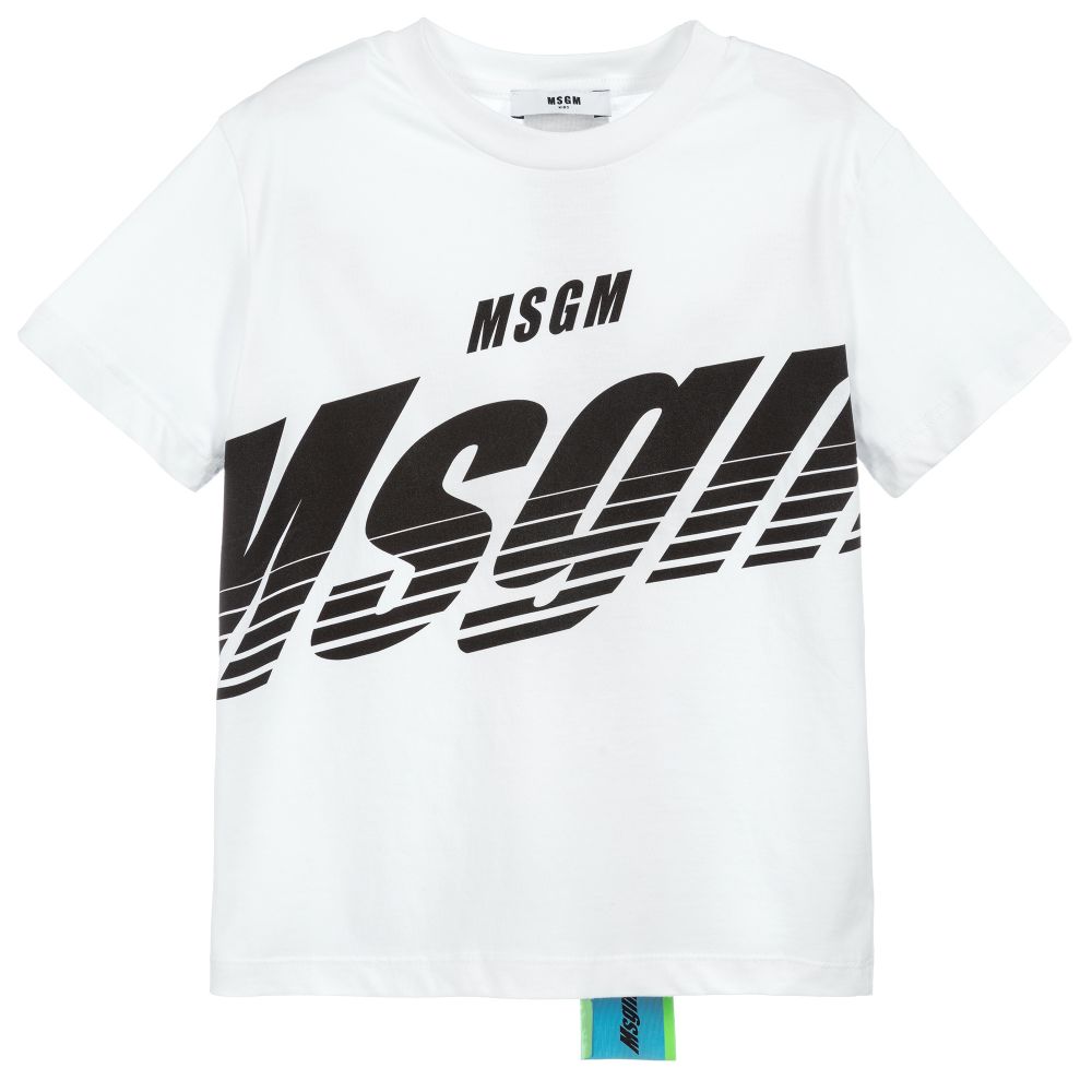 Boys White Logo Cotton T-shirt