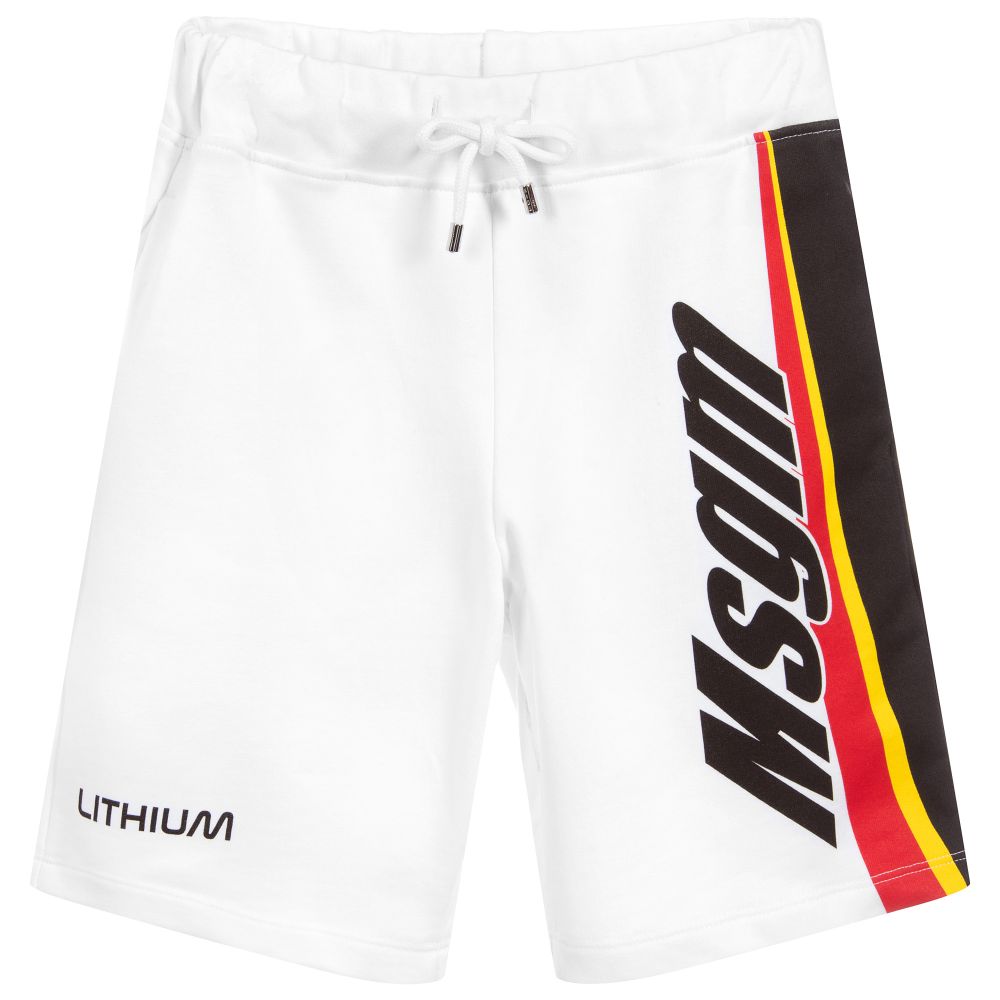 Boys White Cotton Shorts