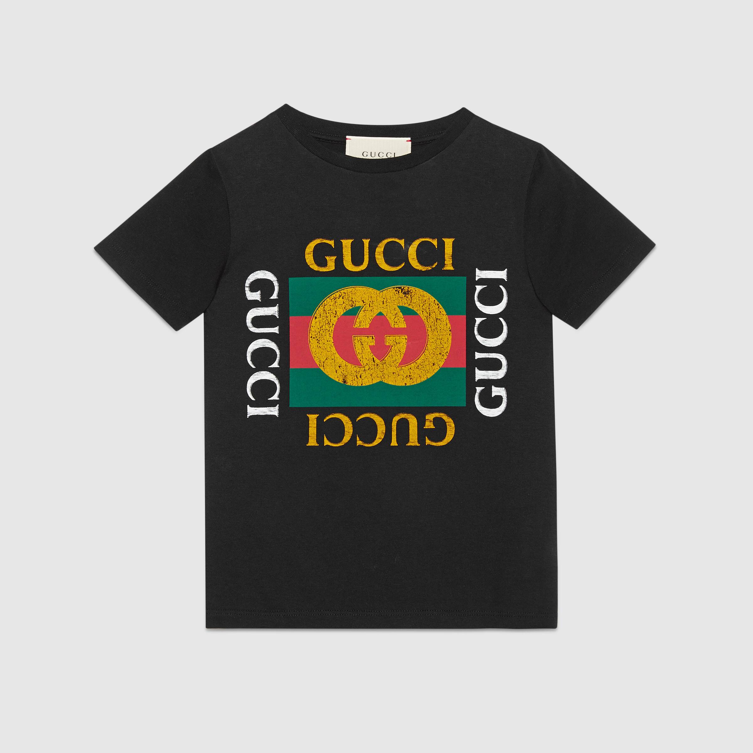 Boys & Girls Black Logo Cotton T-Shirt