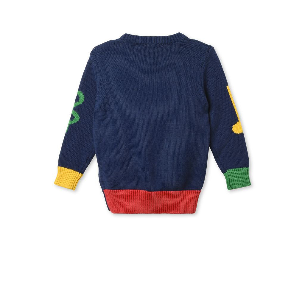 Baby Boys Navy Blue Musical Notes Bingo Jumper