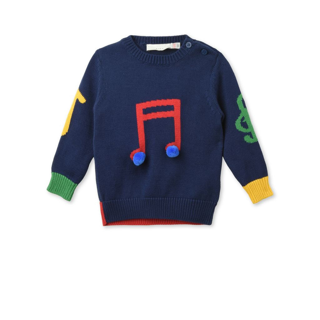 Baby Boys Navy Blue Musical Notes Bingo Jumper