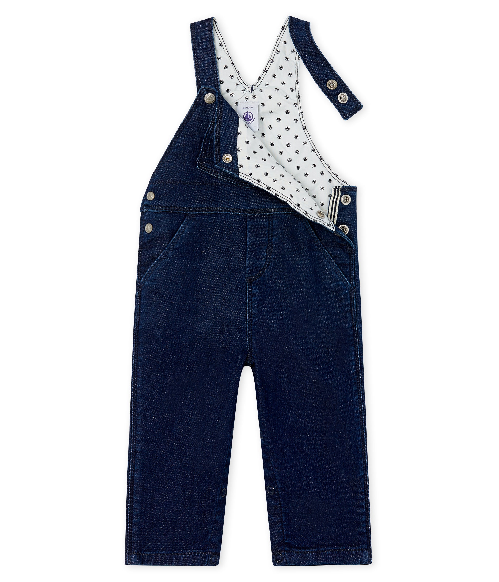 Baby Boys Blue Cotton Bib Trousers