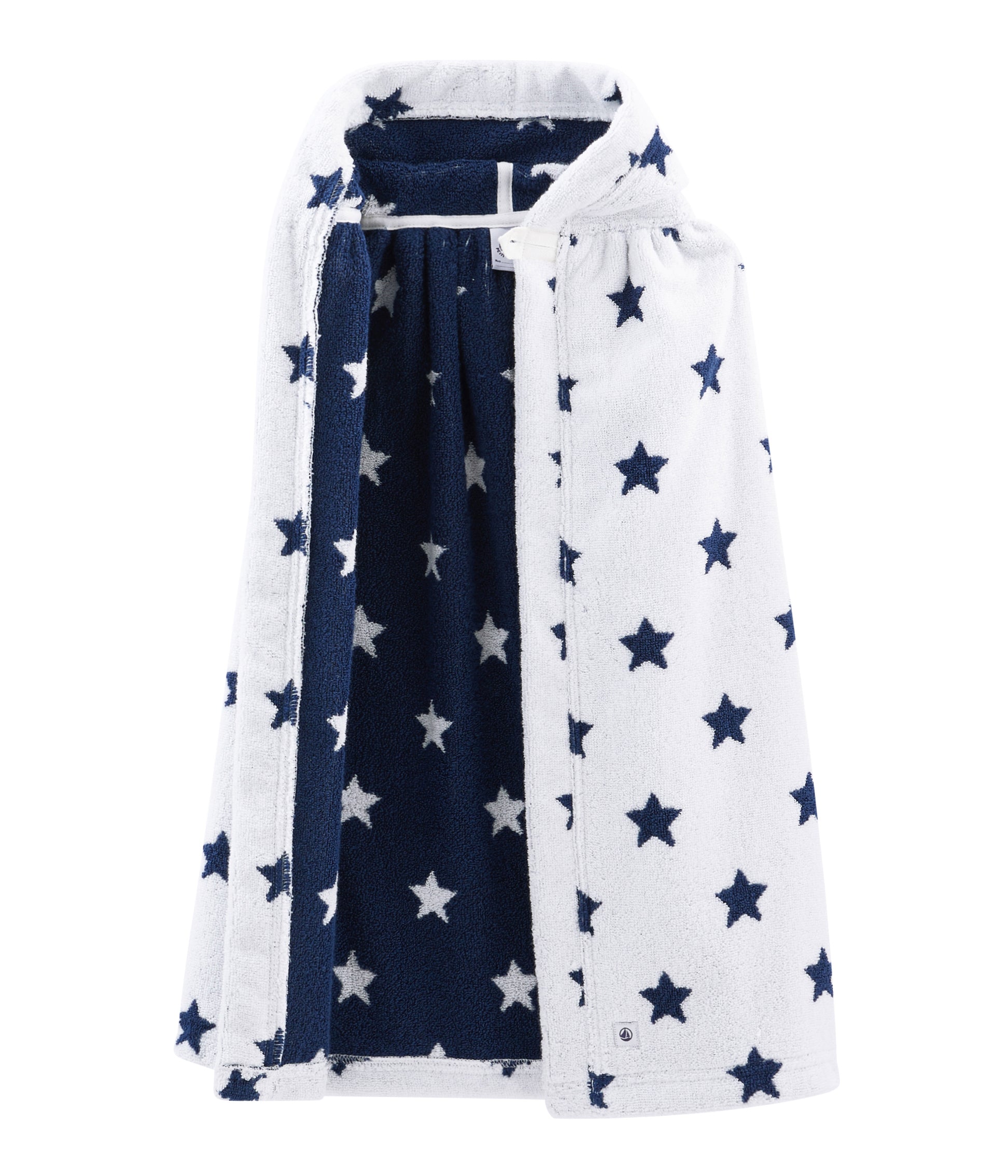 Boys White Star Hooded Cotton Cape