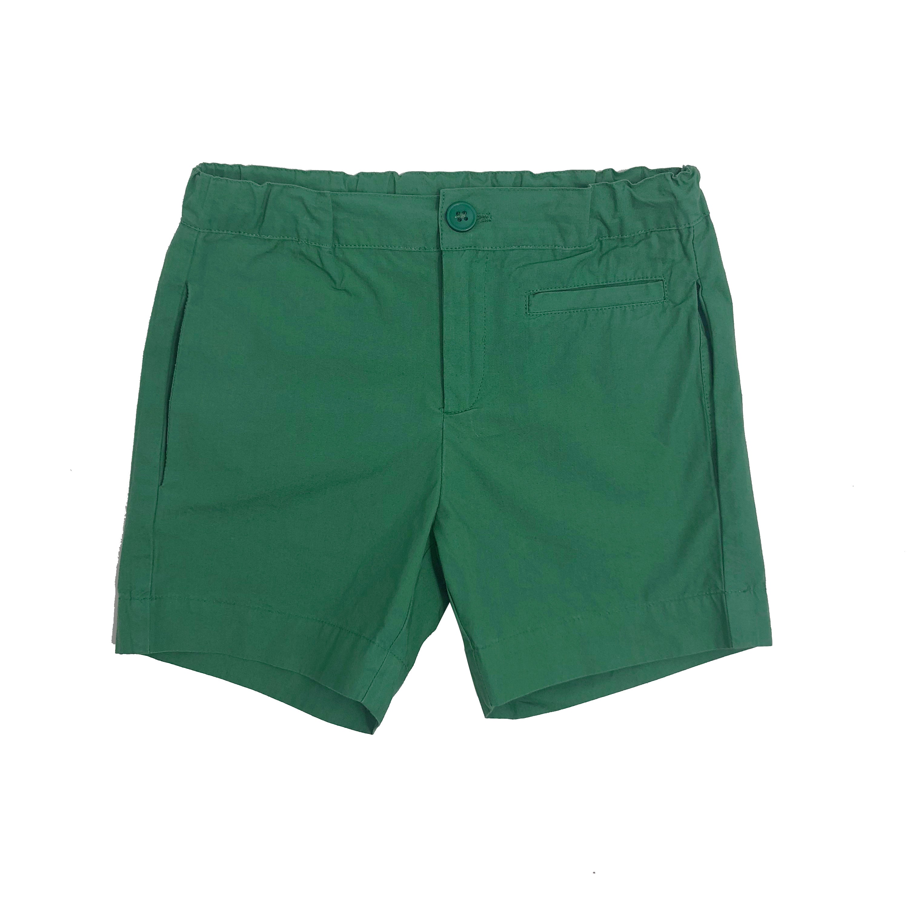 Boys Min Green Cotton Woven Shorts