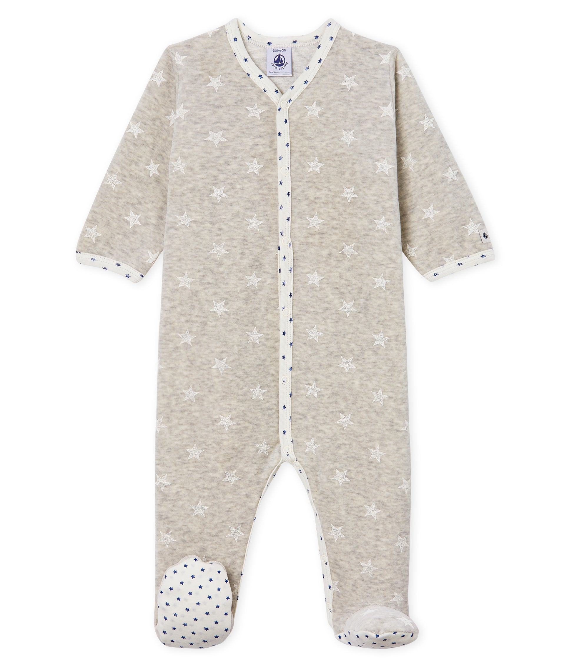 Baby Boys Grey Star Cotton Babysuit