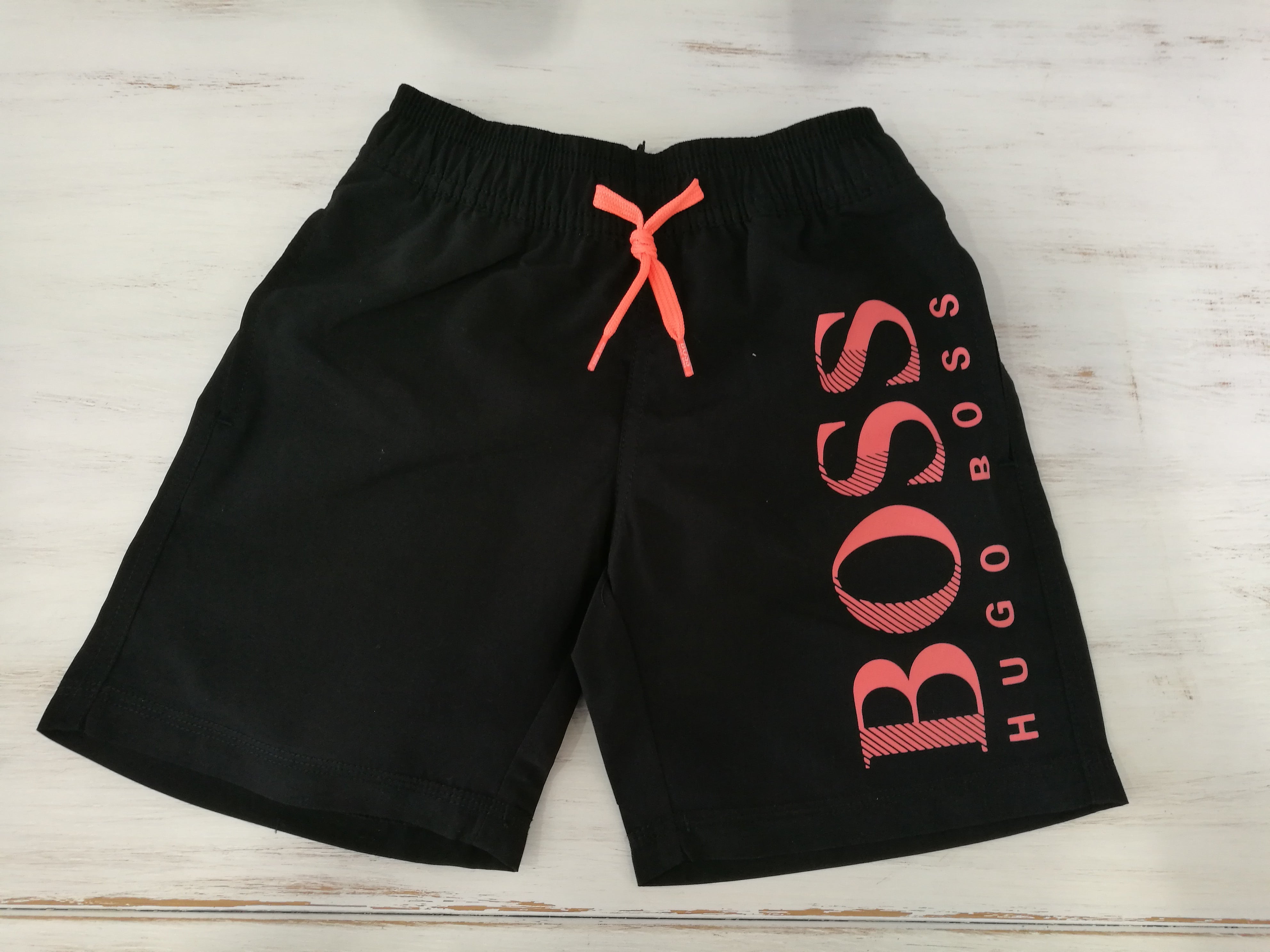 Boys Black Logo Printed Shorts