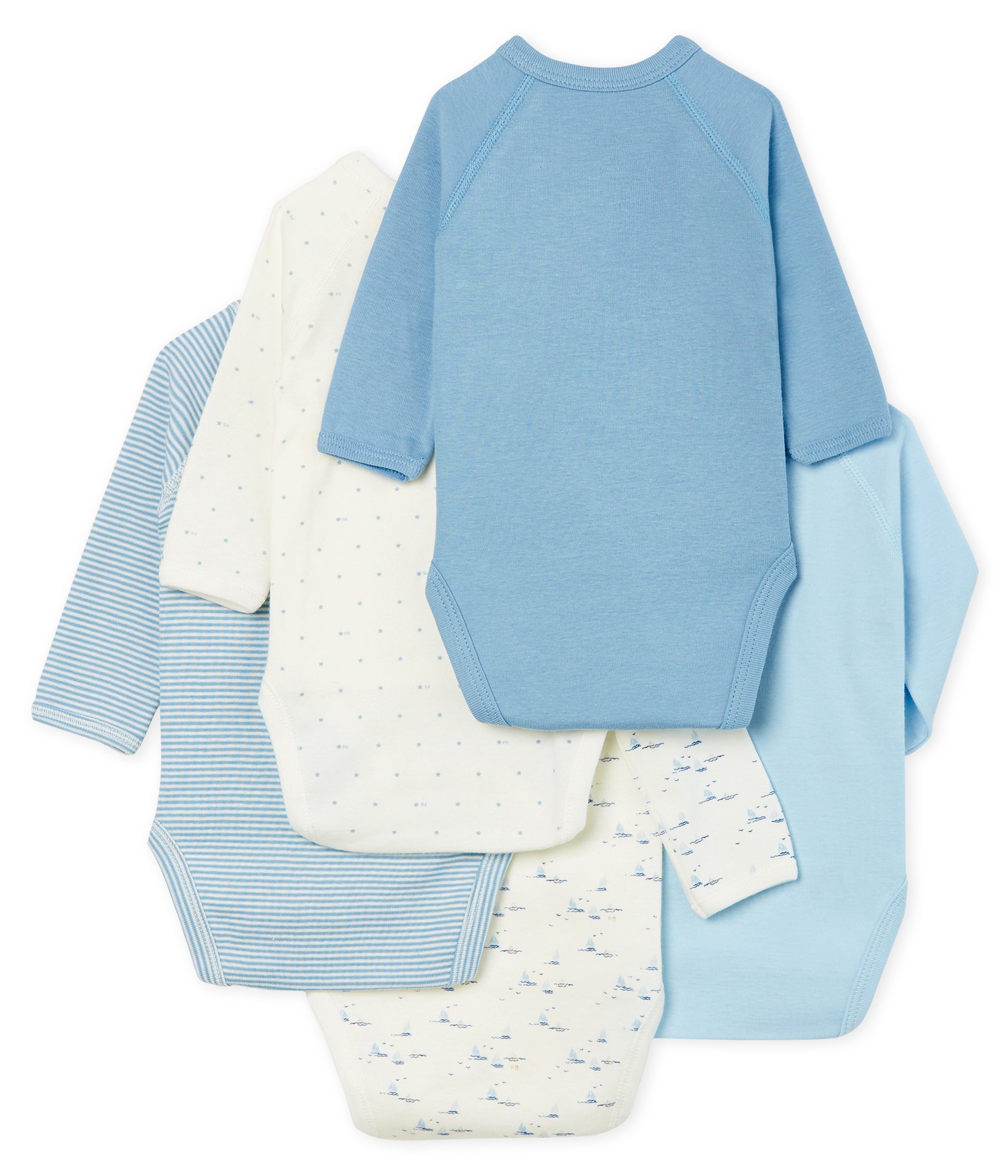 Baby Boys White & Blue Cotton Sets