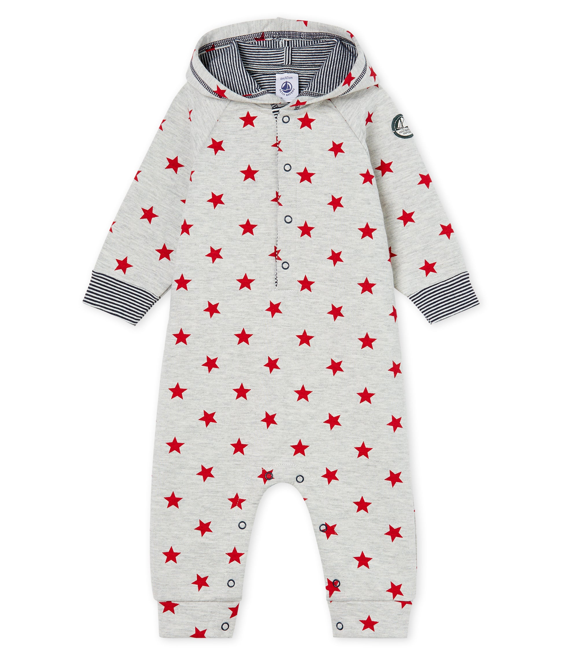 Baby Boys Grey Star Cotton Jumpsuit