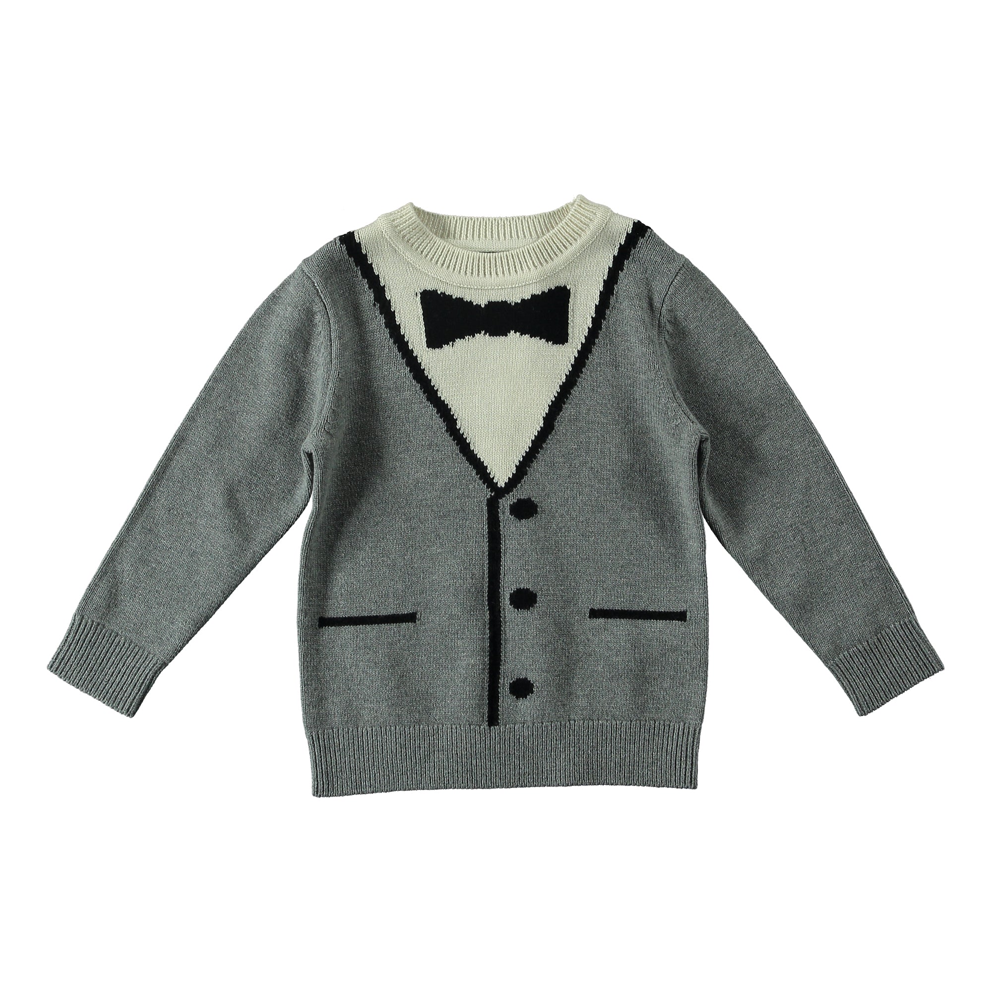 Boys Grey Cotton & Wool Dapper Jumper