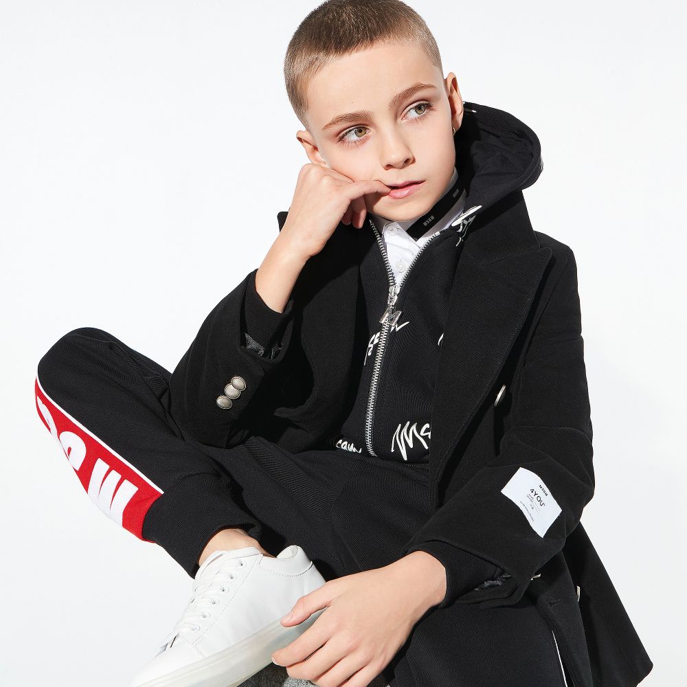 Boys Black Zip Cotton Sweashirt