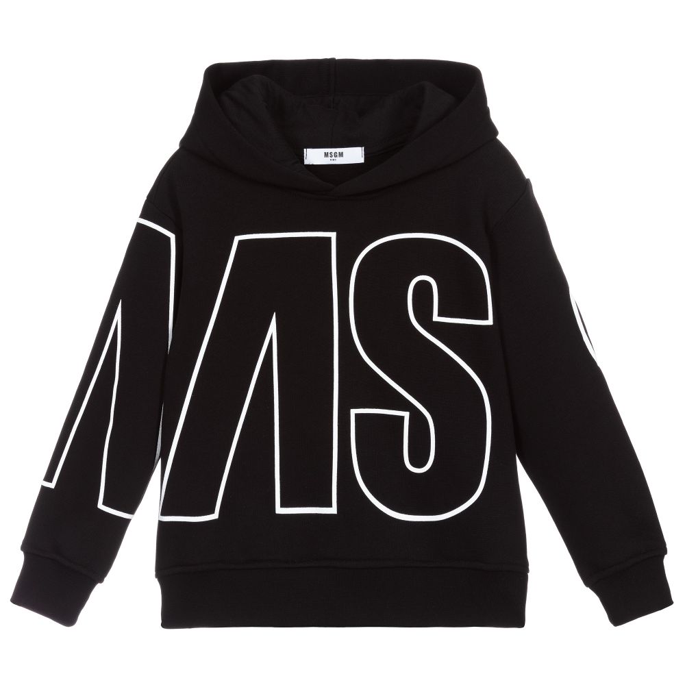 Boys & Girls Black Cotton Hoodie