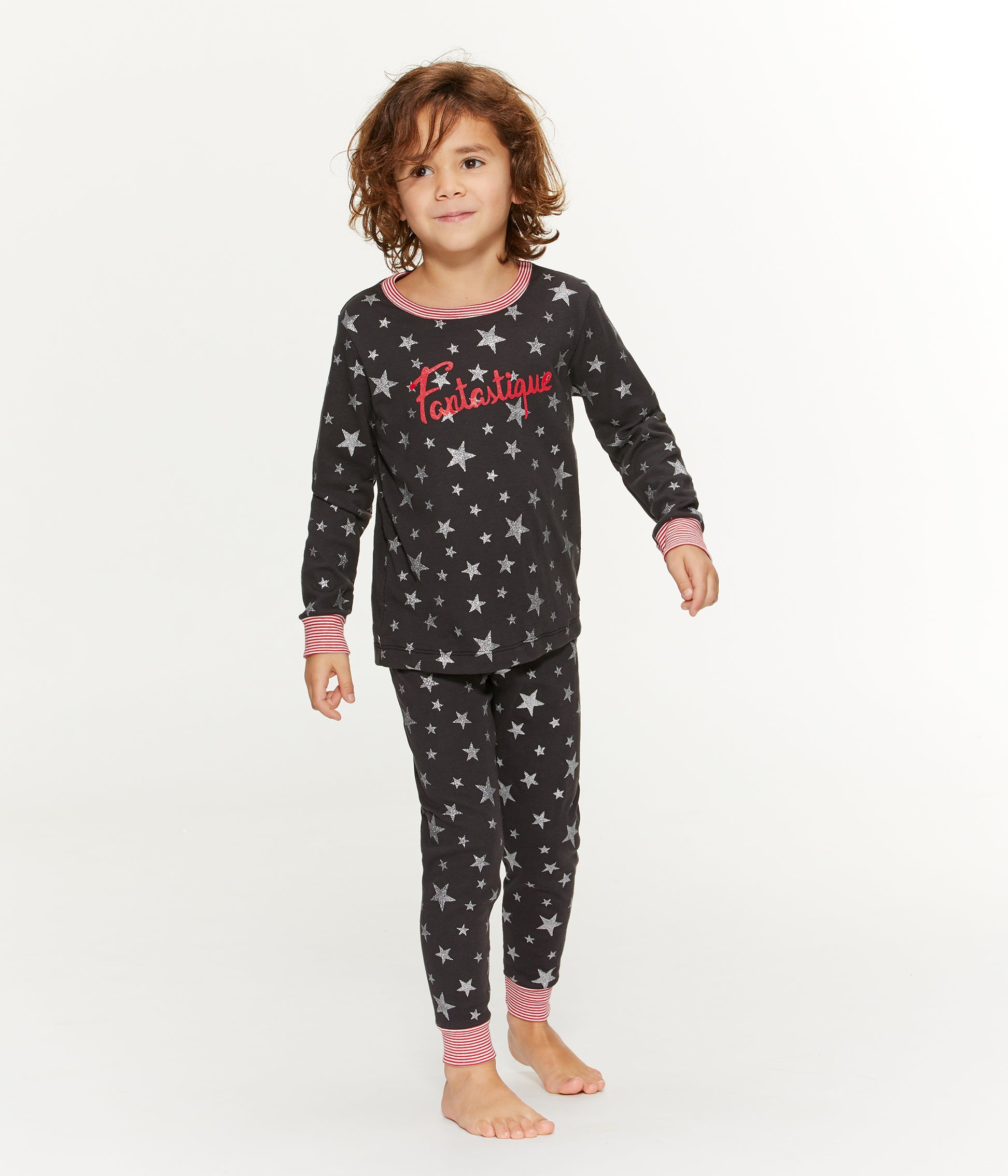 Boys Black Star Cotton Nightwear Set