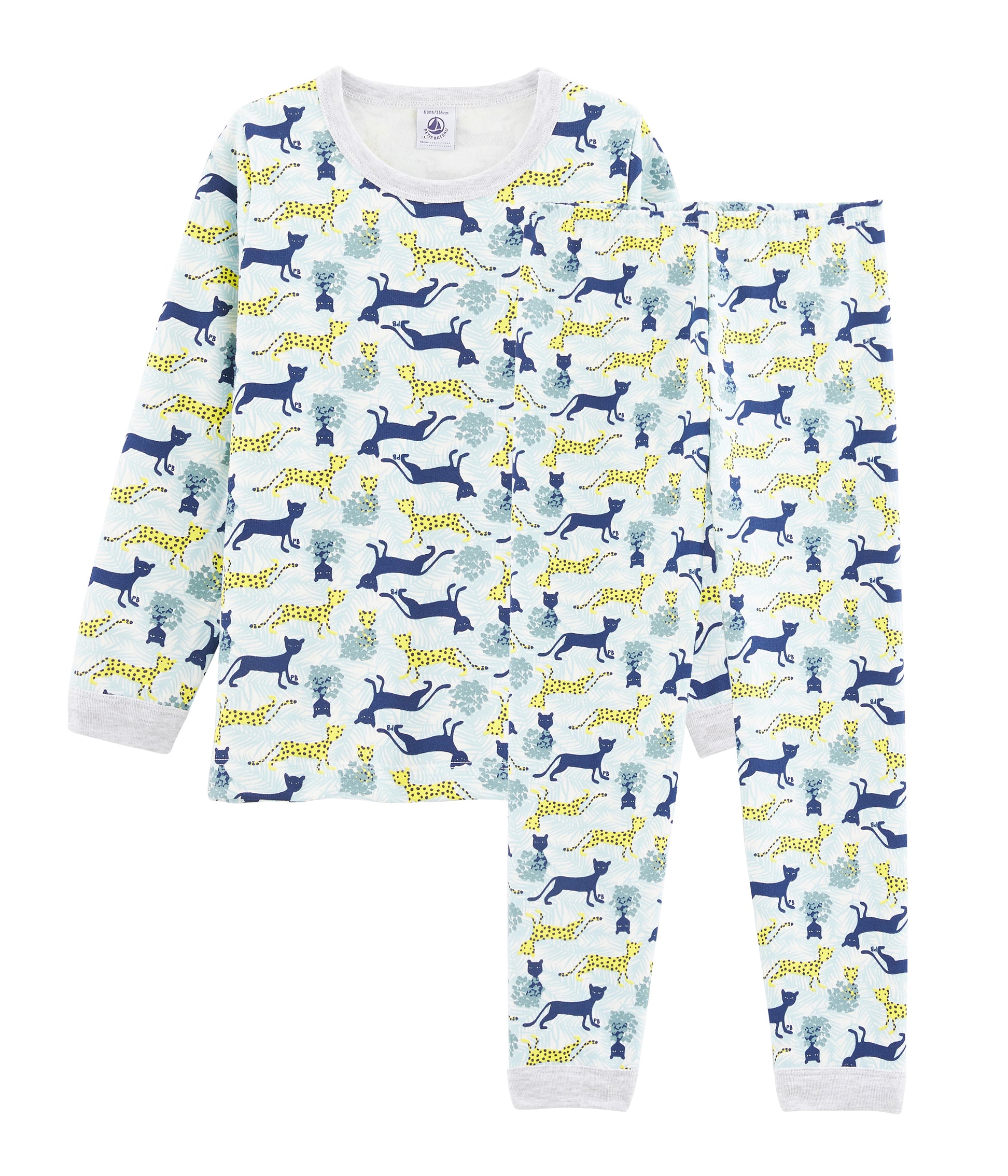 Boys Grey Pattern Cotton Nightwear Set