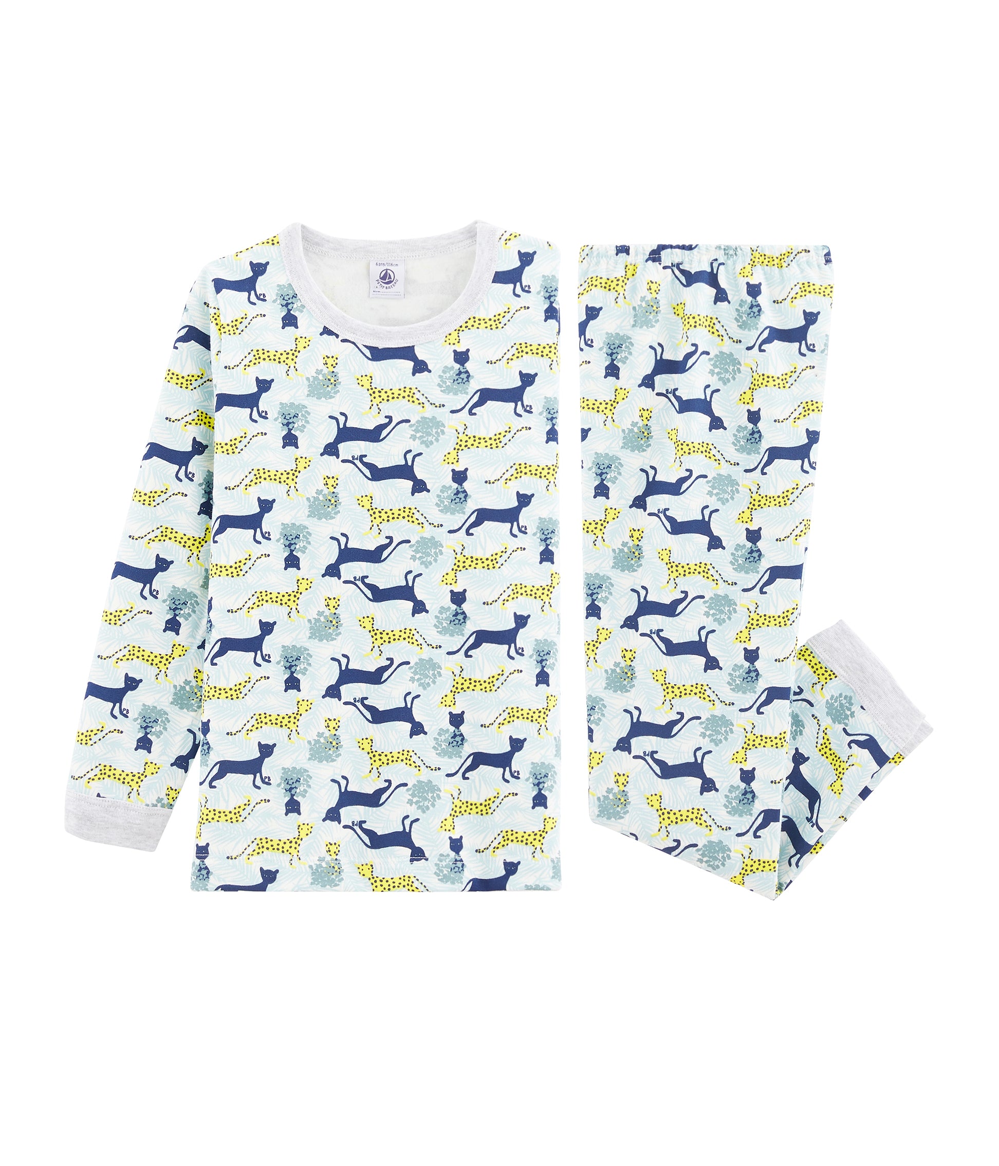 Boys Grey Pattern Cotton Nightwear Set