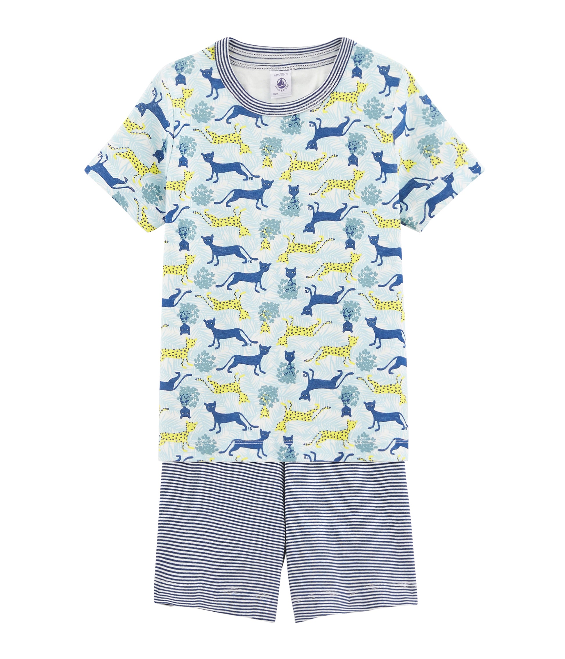 Boys Blue Pattern Cotton Nightwear Set