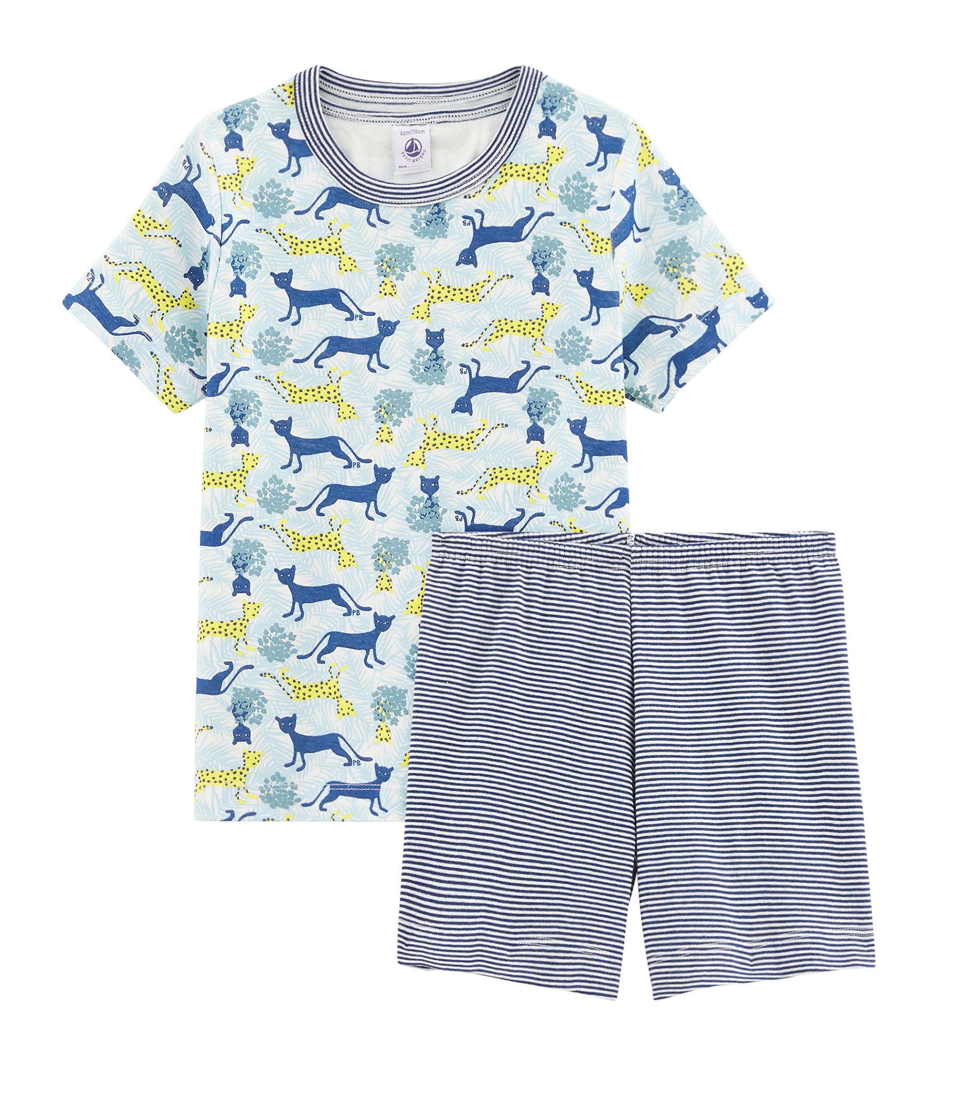 Boys Blue Pattern Cotton Nightwear Set